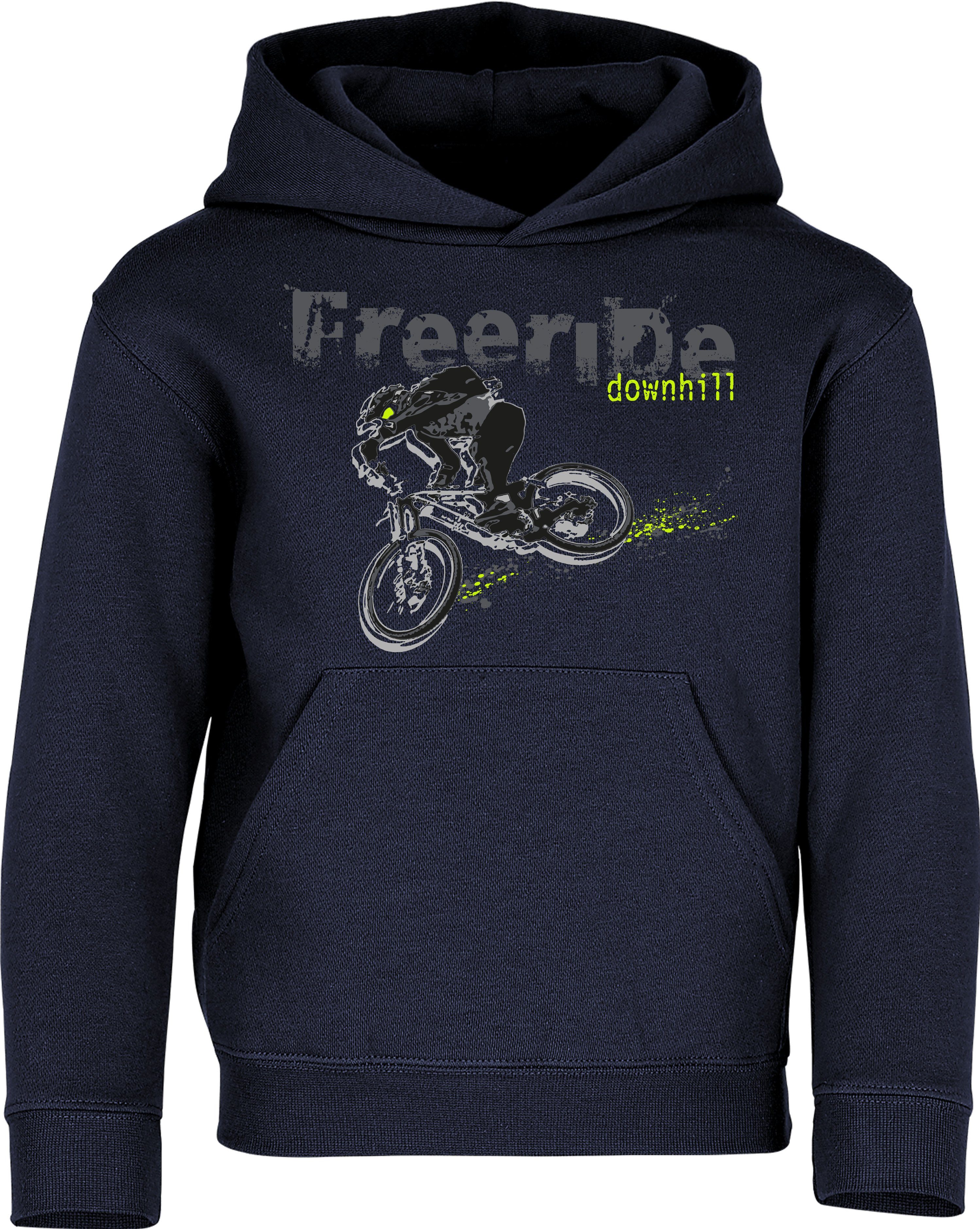 Baddery Kapuzenpullover Kinder Hoodie: "Freeride Downhill" - Fahrrad, hochwertiger Siebdruck