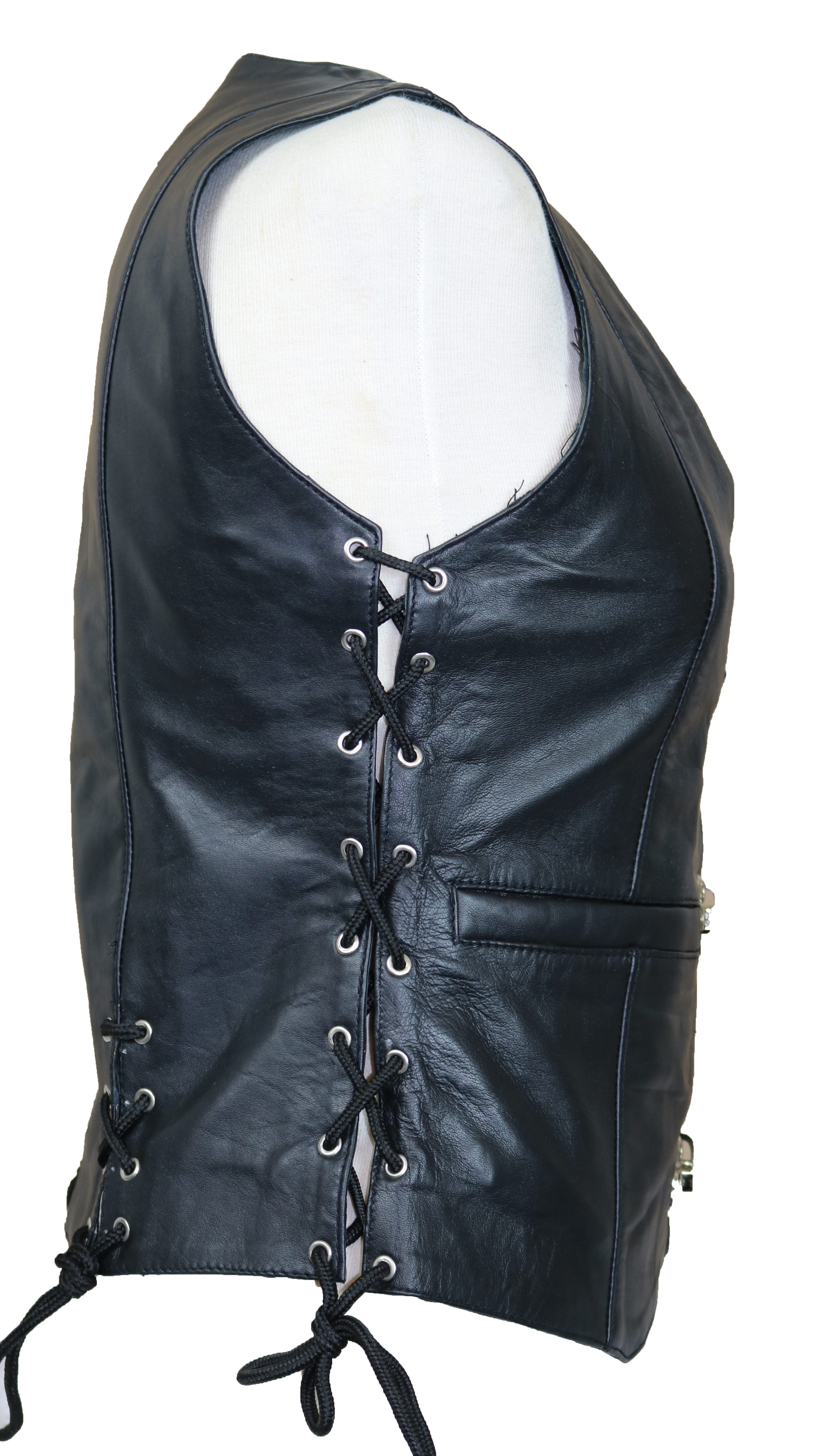 MDM Lederweste Taillierte Damen Lederweste aus weichem Lamm Leder Leichte Sommer Damen Biker Weste