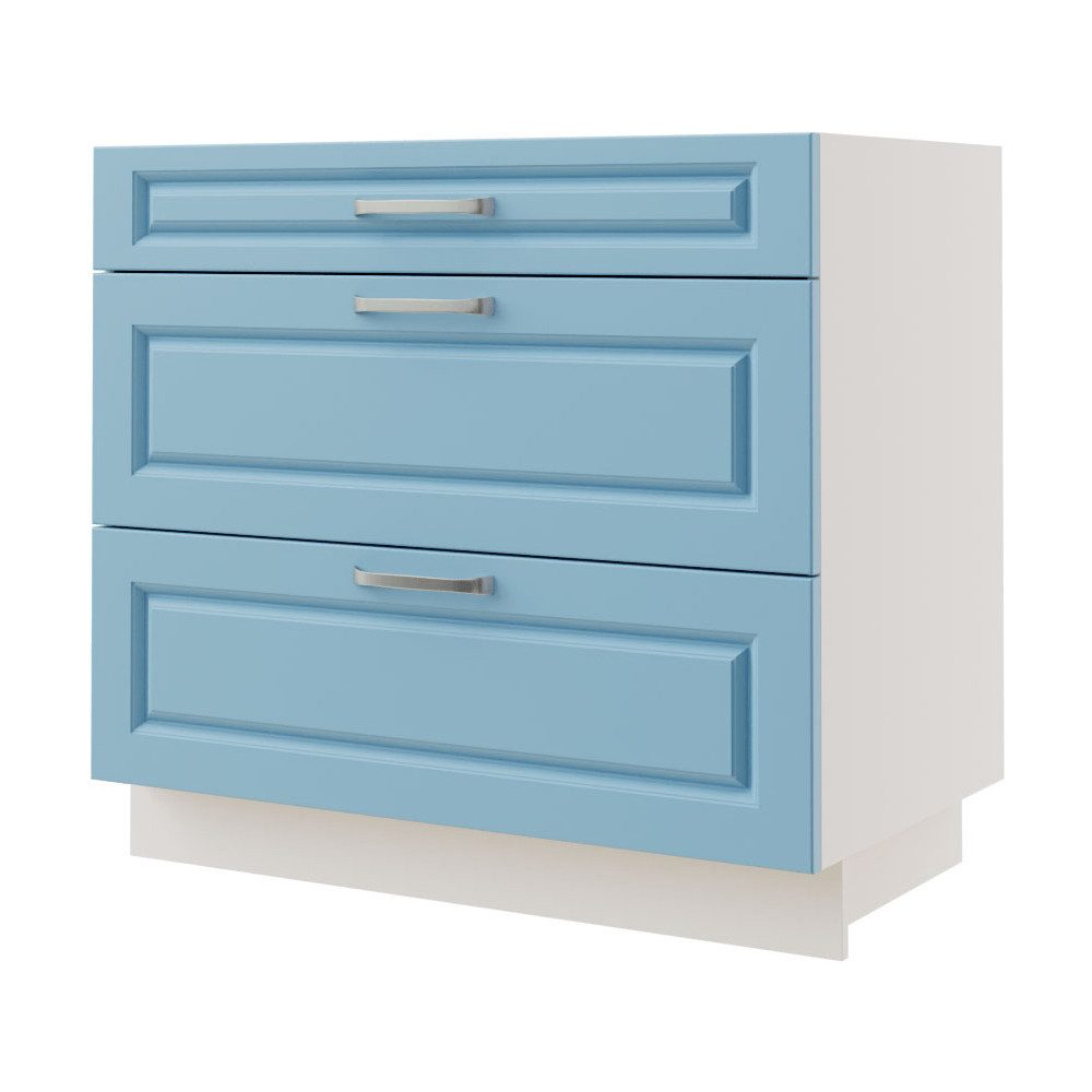 Feldmann-Wohnen Unterschrank Pescara (Pescara, 1-St) 90cm Front- und Korpusfarbe wählbar mit 3 Schubladen (Teilauszug)