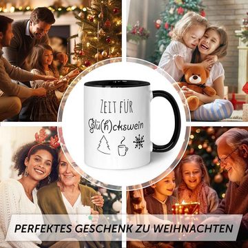 GRAVURZEILE Tasse mit Weihnachtsmotiv - Geschenke für Frauen & Männer zu Weihnachten, Spülmaschinenfest - Zeit für Glückswein - Schwarz und Weiß