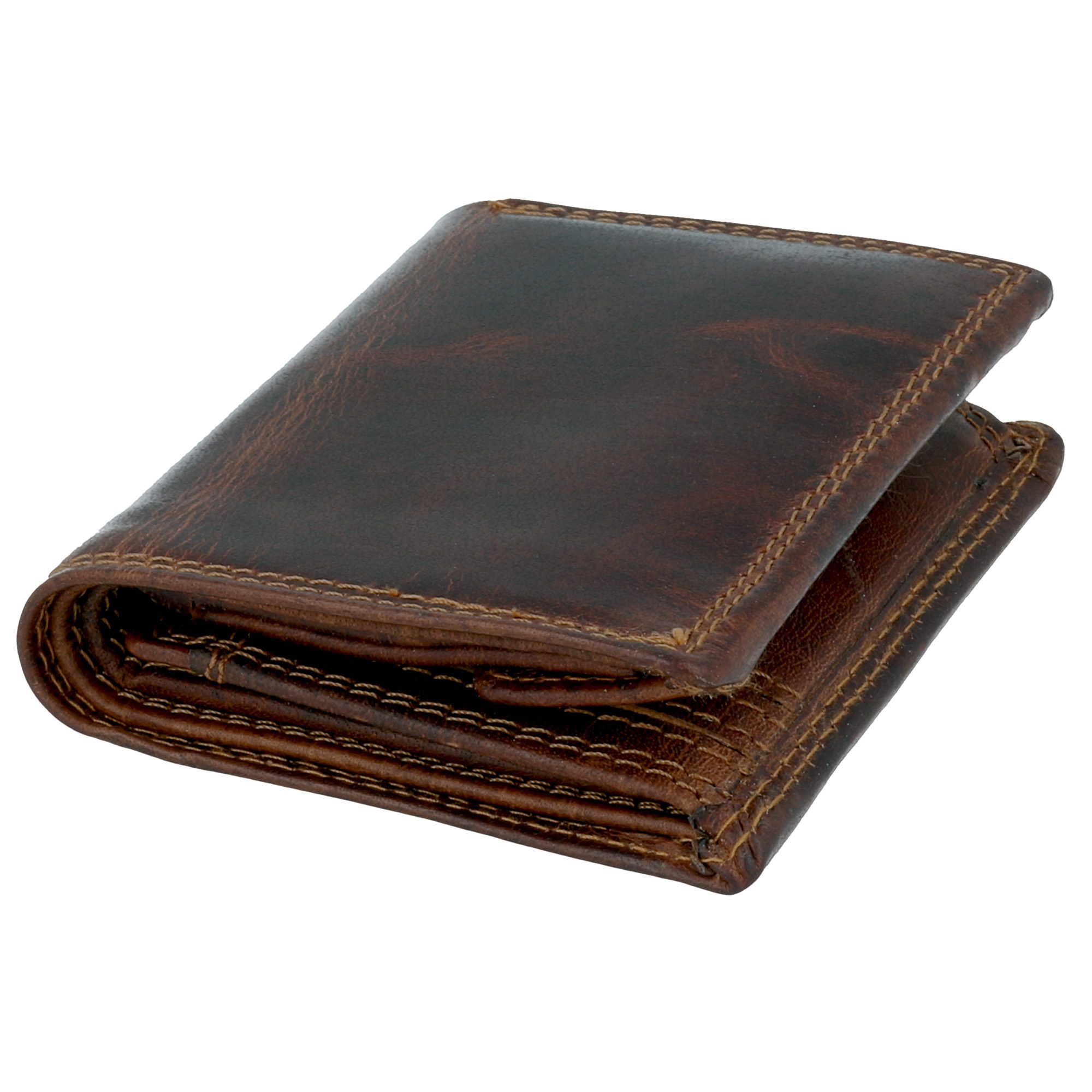 HMT Mini Geldbörse Kleines Portemonnaie Damen Herren (Mini Geldbeutel, braun, aus echtem Leder, in Geschenkverpackung), mit RFID Schutz