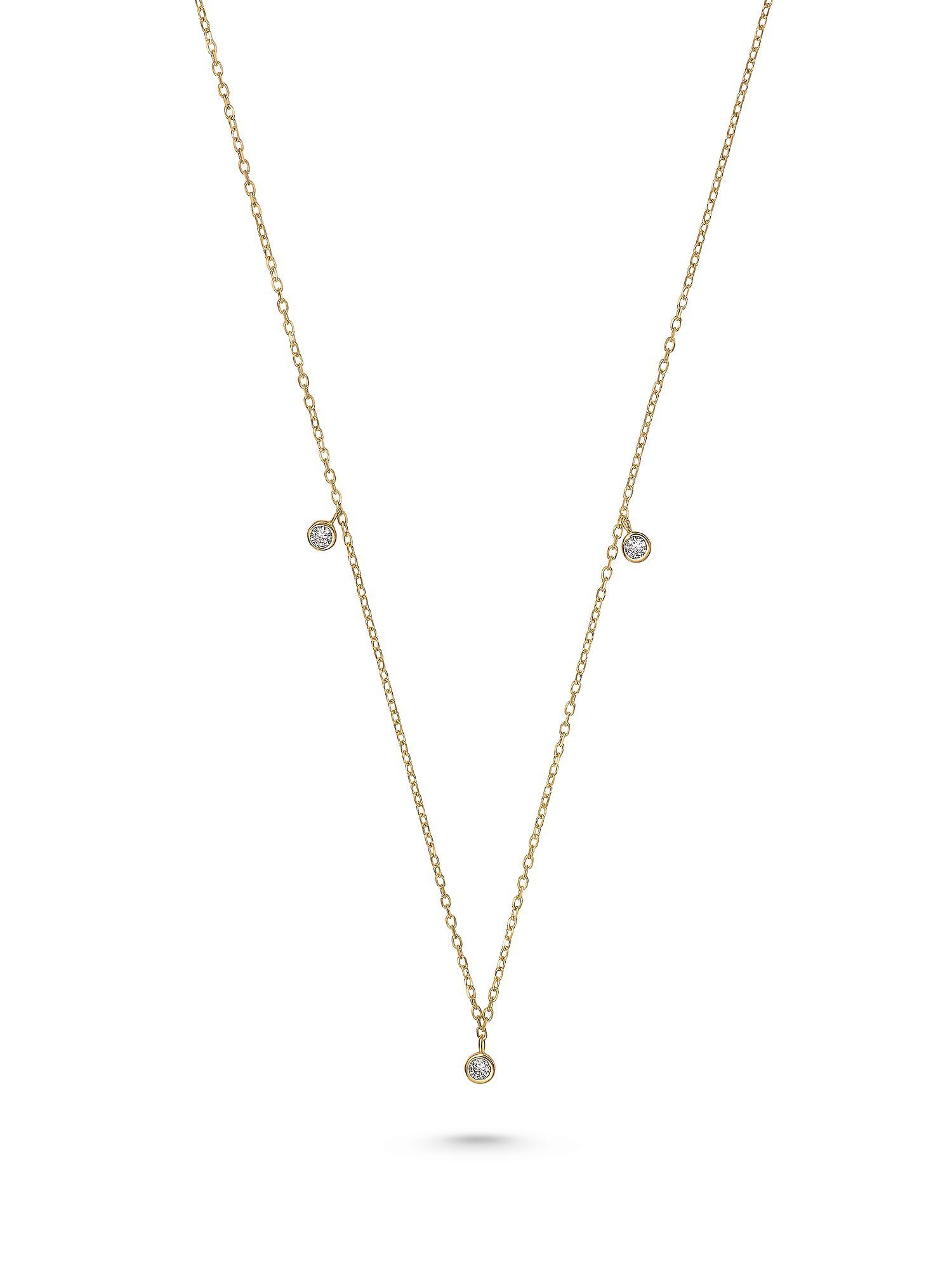 FAVS Collier FAVS Damen-Kette 375er Gelbgold 3 Zirkonia