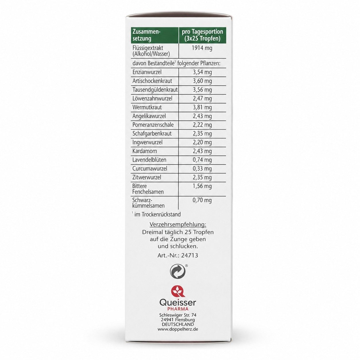 Queisser Pharma GmbH & Co. KG DOPPELHERZ Bitter Tropfen pure Tropfen