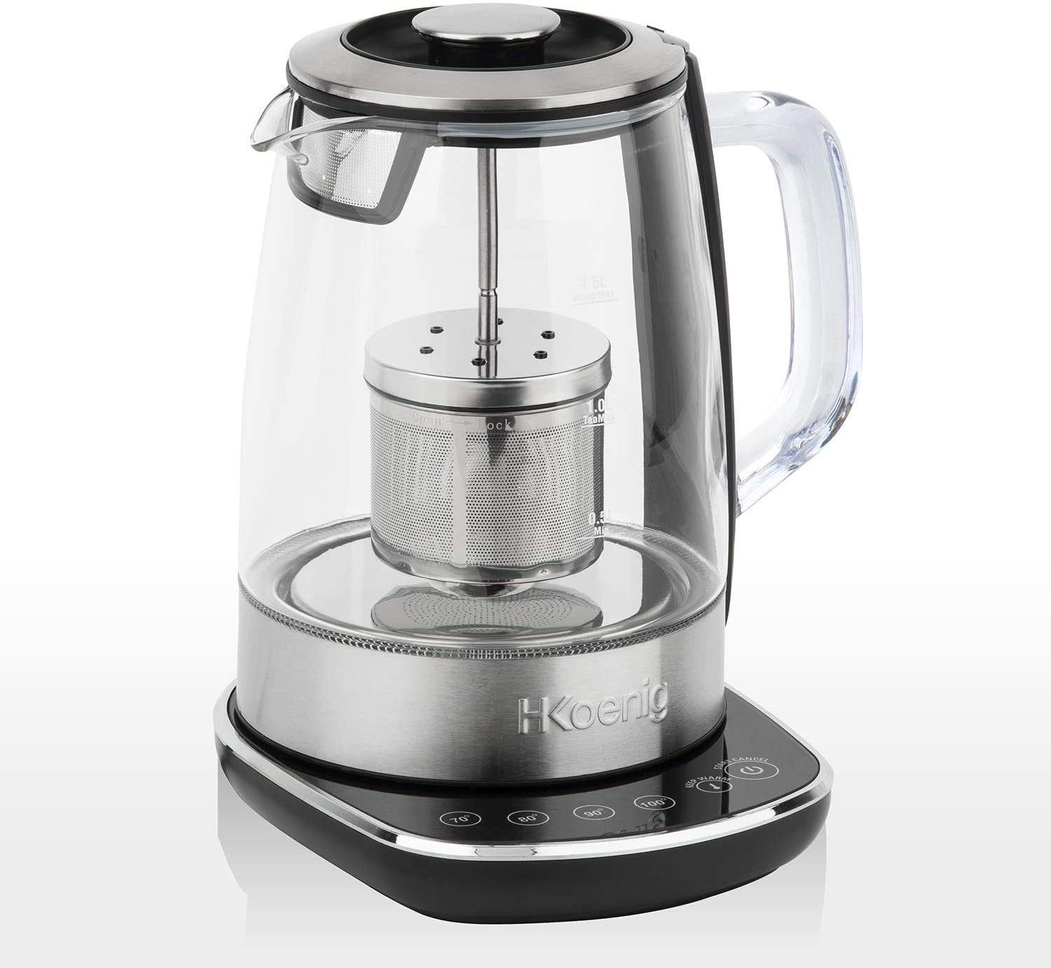 H.Koenig Wasserkocher TI600 Teekocher mit Temperatur-Regelung, 2200 W