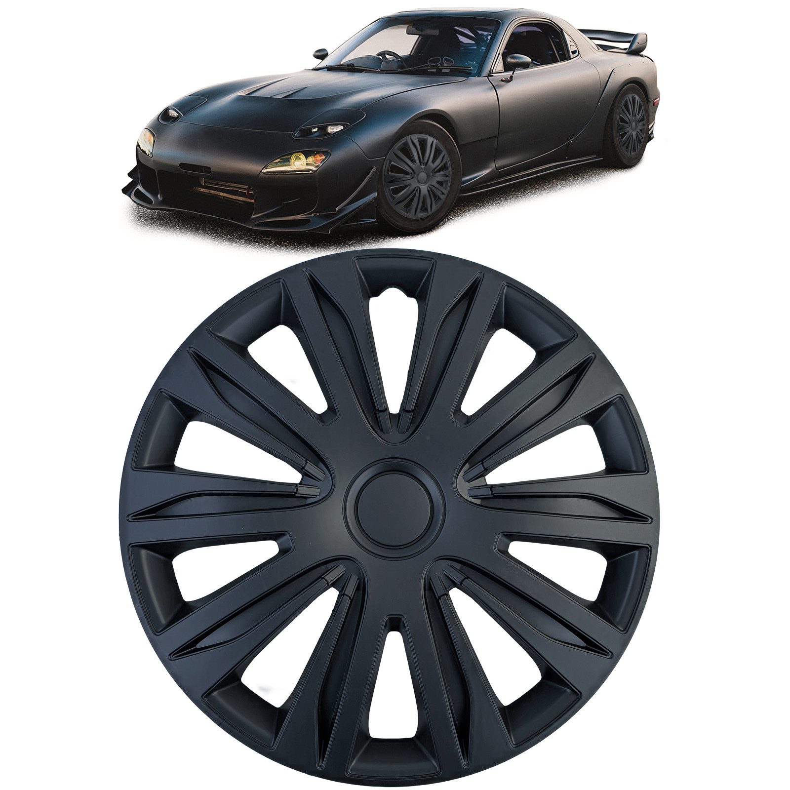 Tenzo-R Radkappen XII 15 Zoll Schwarz Matt 4er Set Radzierblenden Stahlfelgen