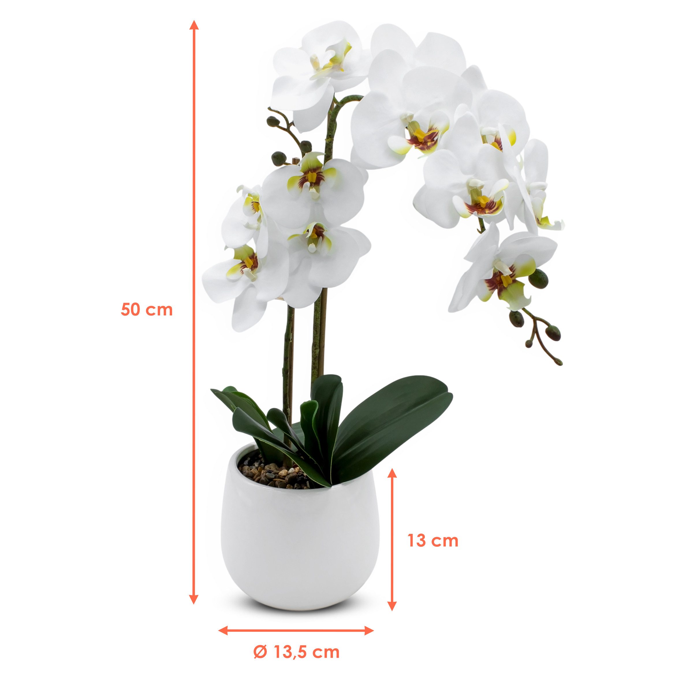 Kunstpflanze Künstliche Real-Touch Orchidee im Blumentopf Orchidee, Spetebo, naturgetreue Nachbildung – Bild 2 von 5