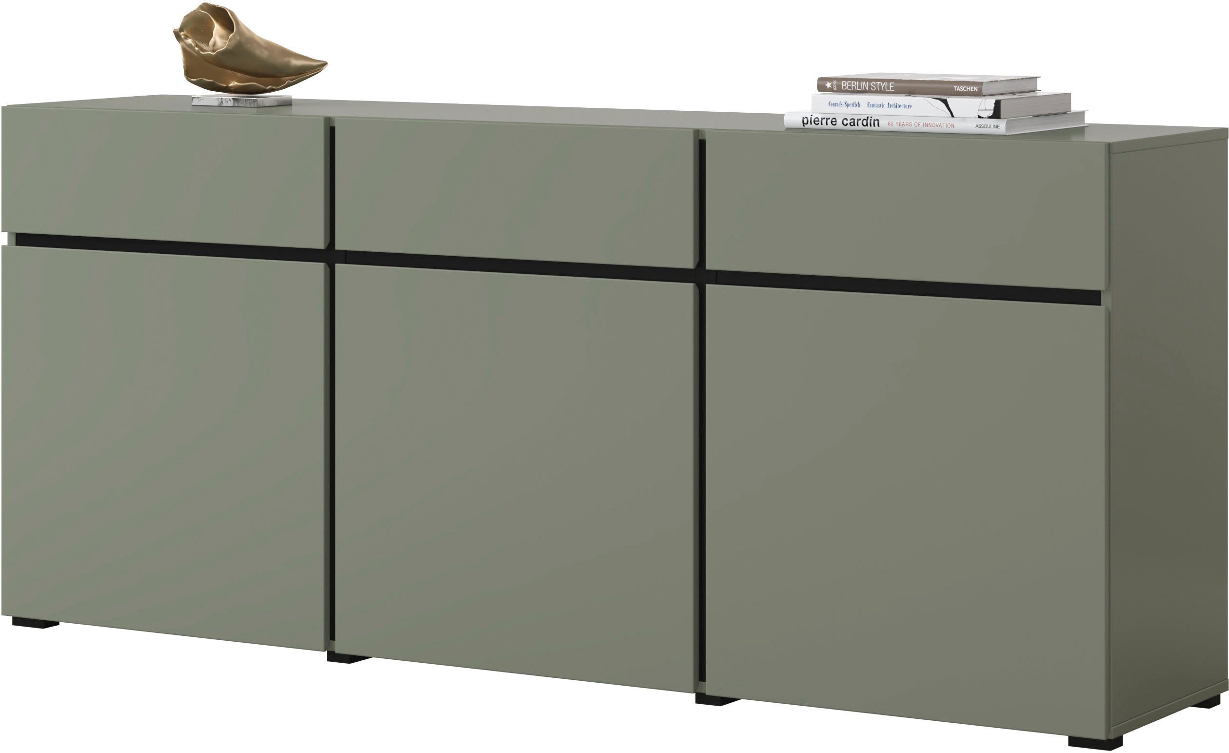 OTTO home Sideboard Cross,Breite 180 cm, moderne grifflose Kommode,3 Türen/3 Schubkästen, Schubladenschrank mit viel Stauraum, Einlegeböden verstellbar