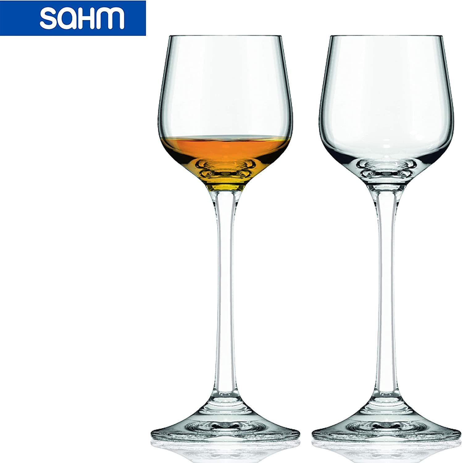 SAHM Likörglas Likörgläser Set 6 STK - 60 ml Likörgläser mit Stiel, Edles Glas, 100% recycelbar