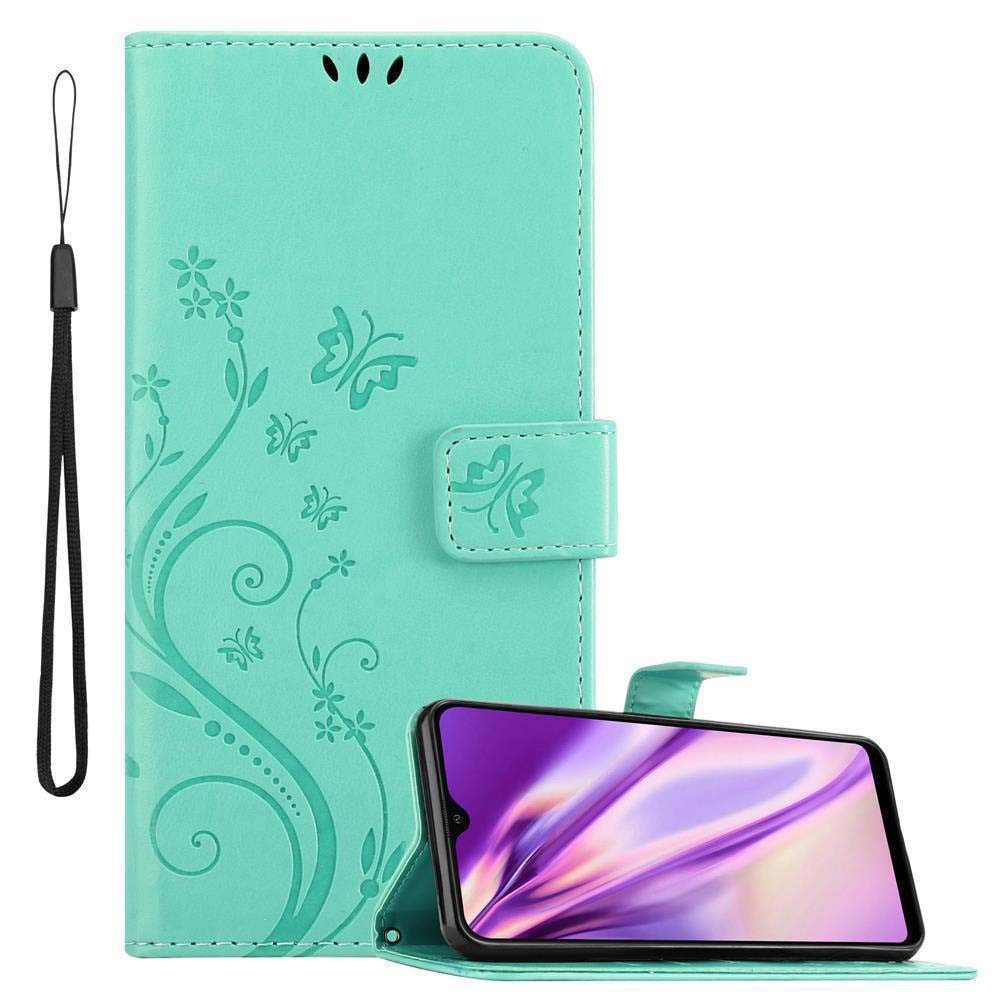 Cadorabo Handyhülle für Samsung Galaxy M20 Hülle Samsung Galaxy M20, Hülle Schutzhülle Blumen Flower mit Standfunktion Kartenfach Magnet