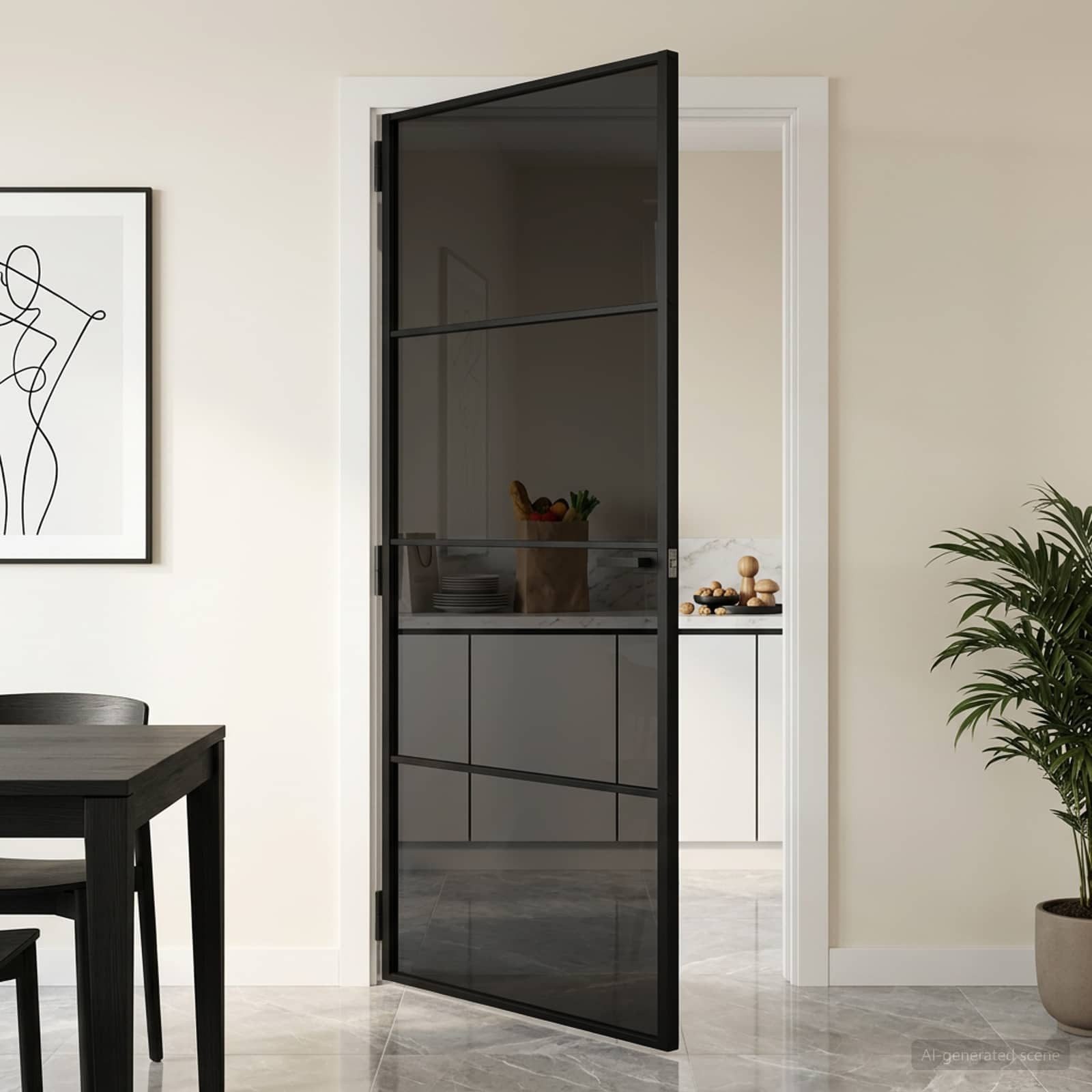 vidaXL Haustür Interior Tür 93 x 201,5 cm Verbautes Glas und Aluminium (1-St)