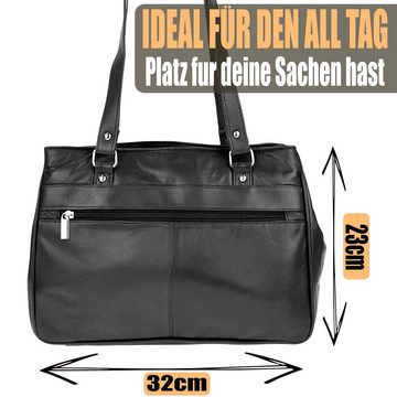 FLEXIBILITE Handtasche Umhängetasche Schultertasche Schwarz Echt Leder Tasche, Mehrere Fächer, Perfektes Geschenk