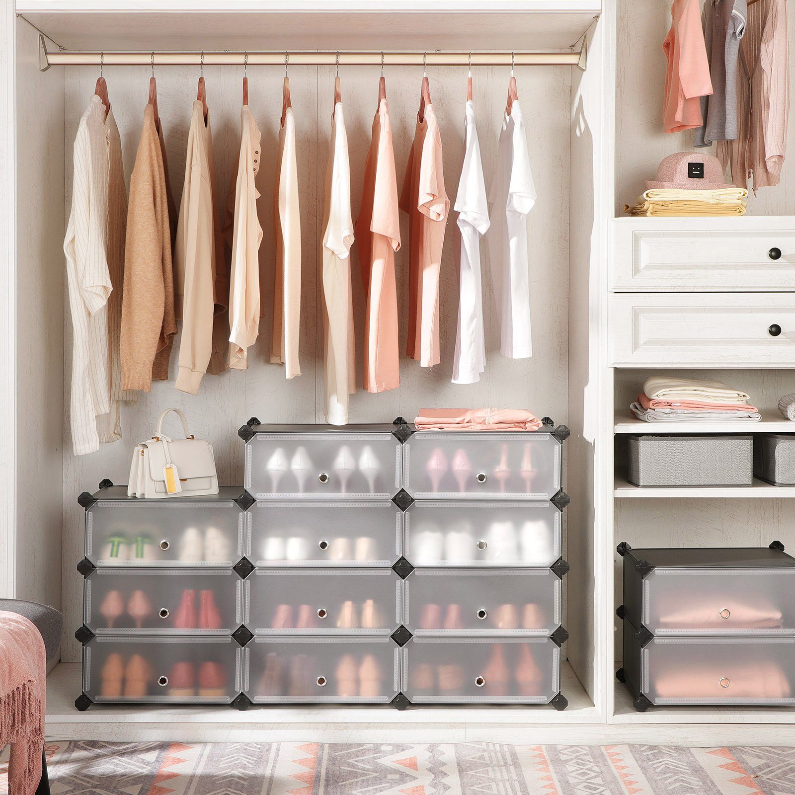 SONGMICS Schuhregal Schuhschrank, mit 10 Fächern, Fasst 20-30 Paar Schuhe