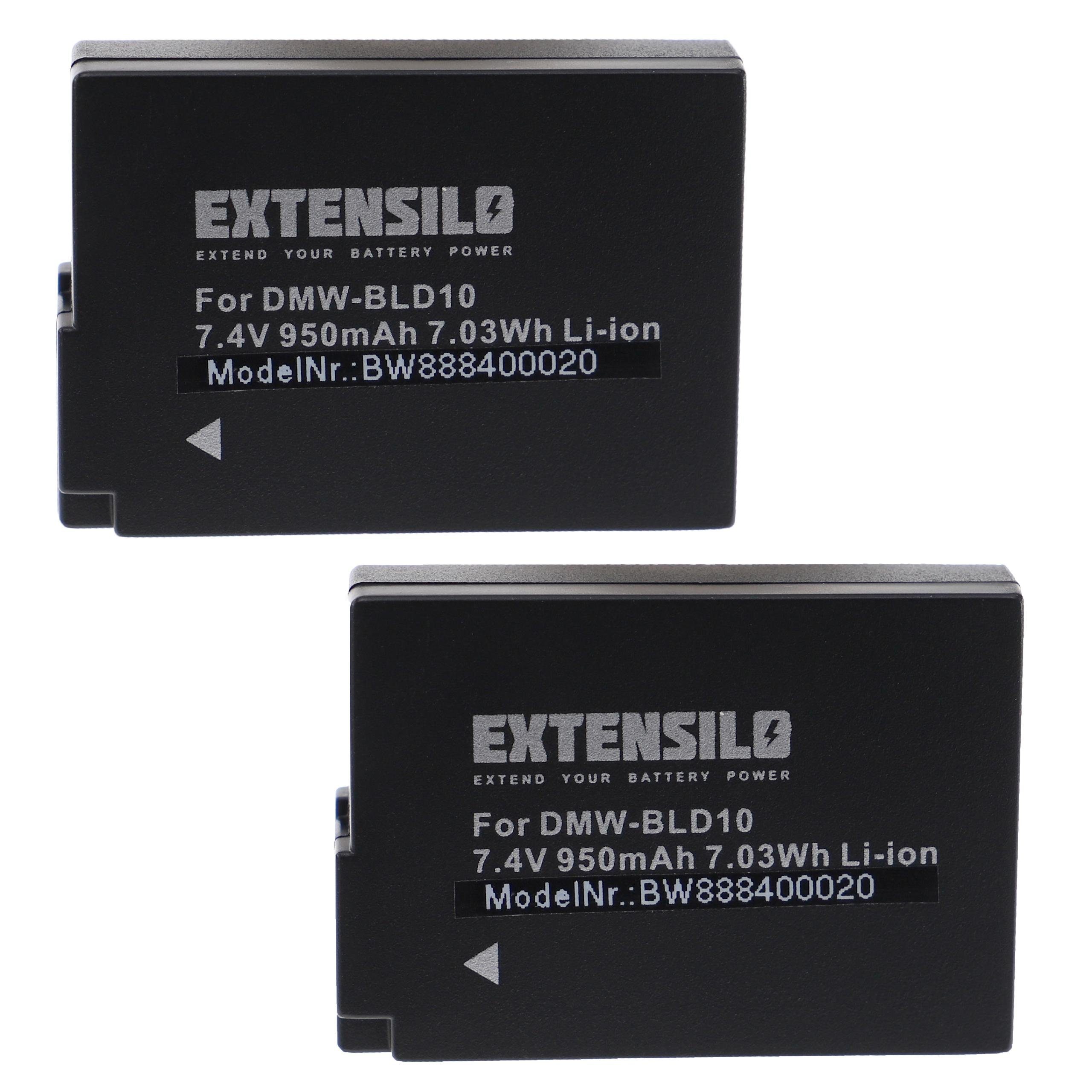 Panasonic für Ersatz V) Extensilo Kamera-Akku Li-Ion DMW-BLD10, 950 DMW-BLD10PP mAh für DMW-BLD10E, (7,4