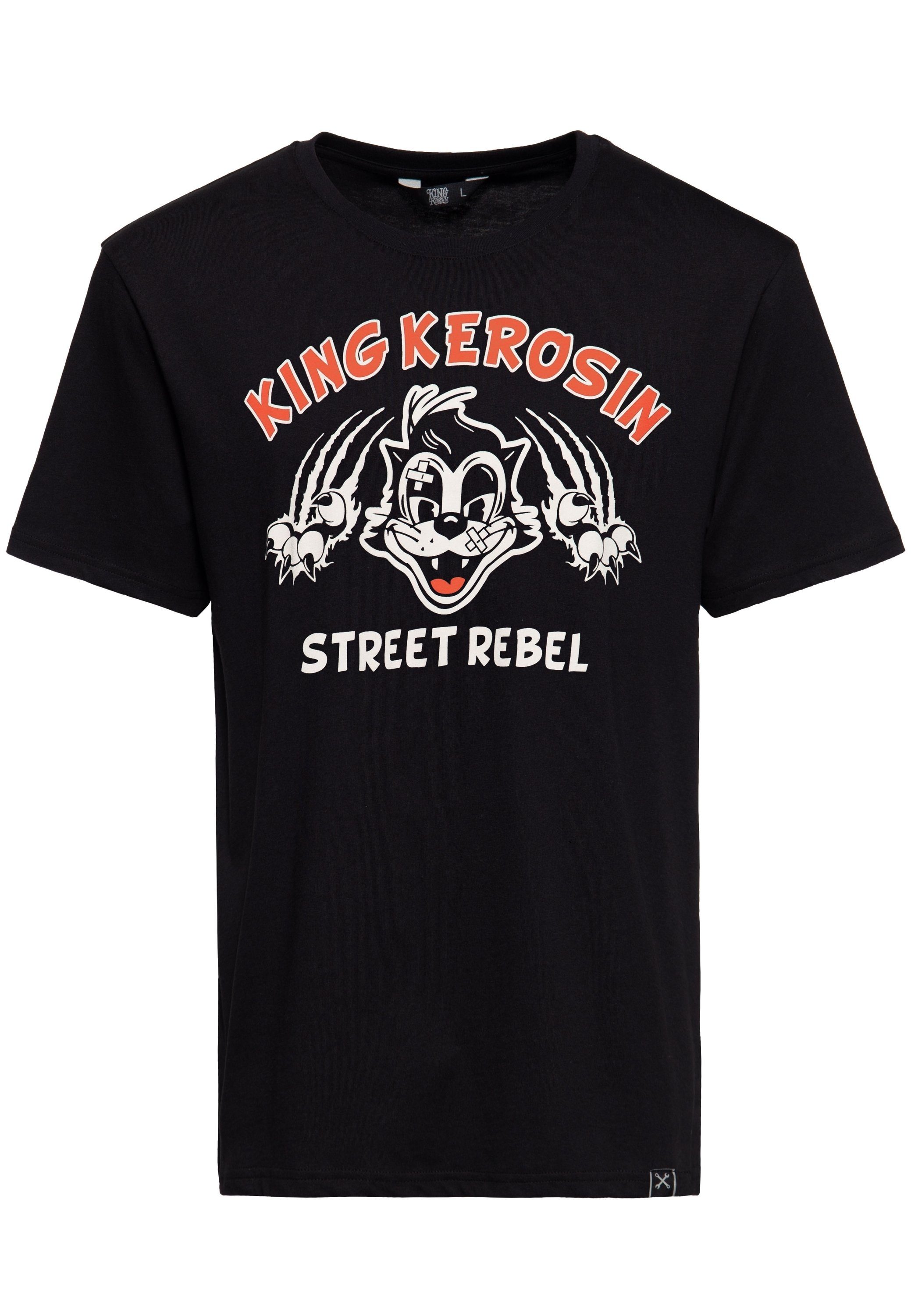KingKerosin Print-Shirt Street Rebel (1-tlg) mit Retro Front Print im Rockabilly Design schwarz