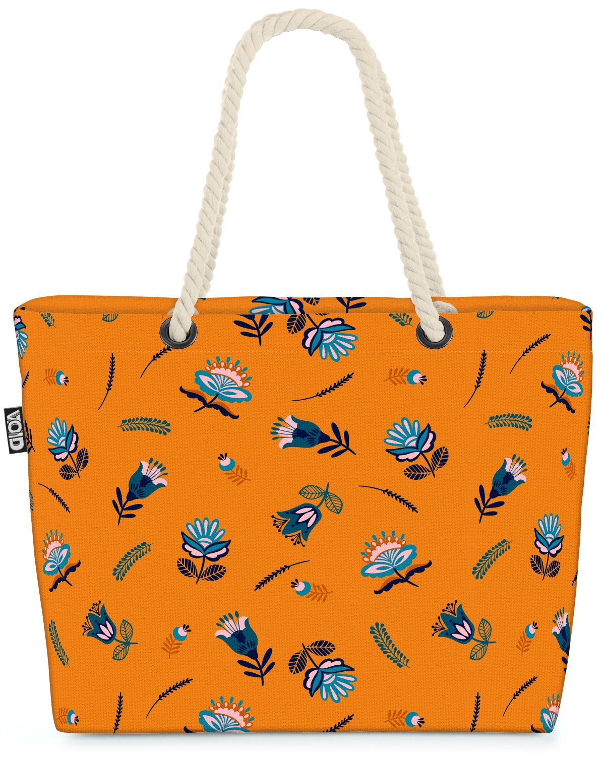 VOID Strandtasche (1-tlg), Florales feines Blumenmuster Orange Blumen Blumenmuster Blumenstrauß | Strandtaschen