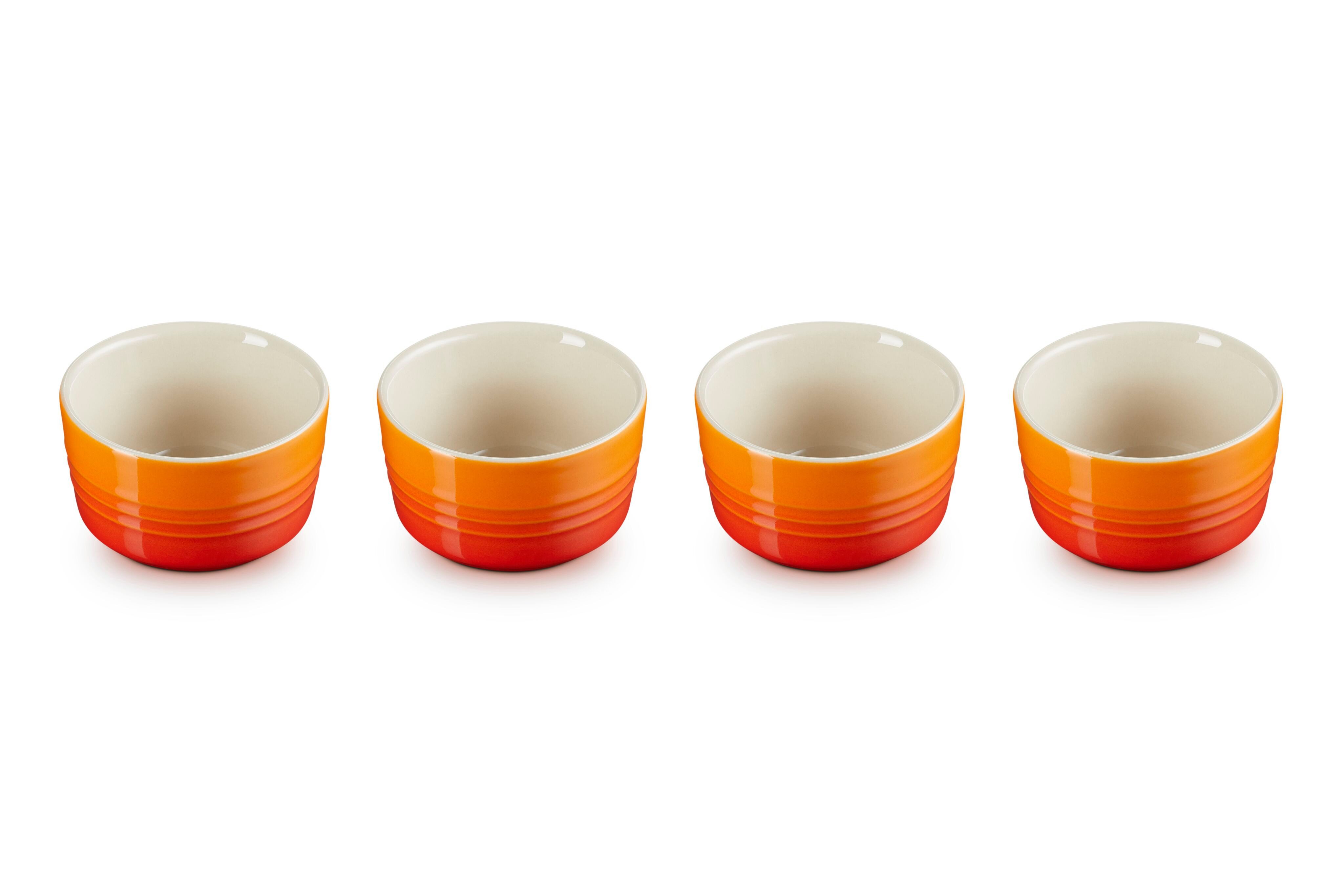 LE CREUSET Portionsförmchen 4-er Set Mini Förmchen, Steinzeug, Ofenrot, 79109100900000