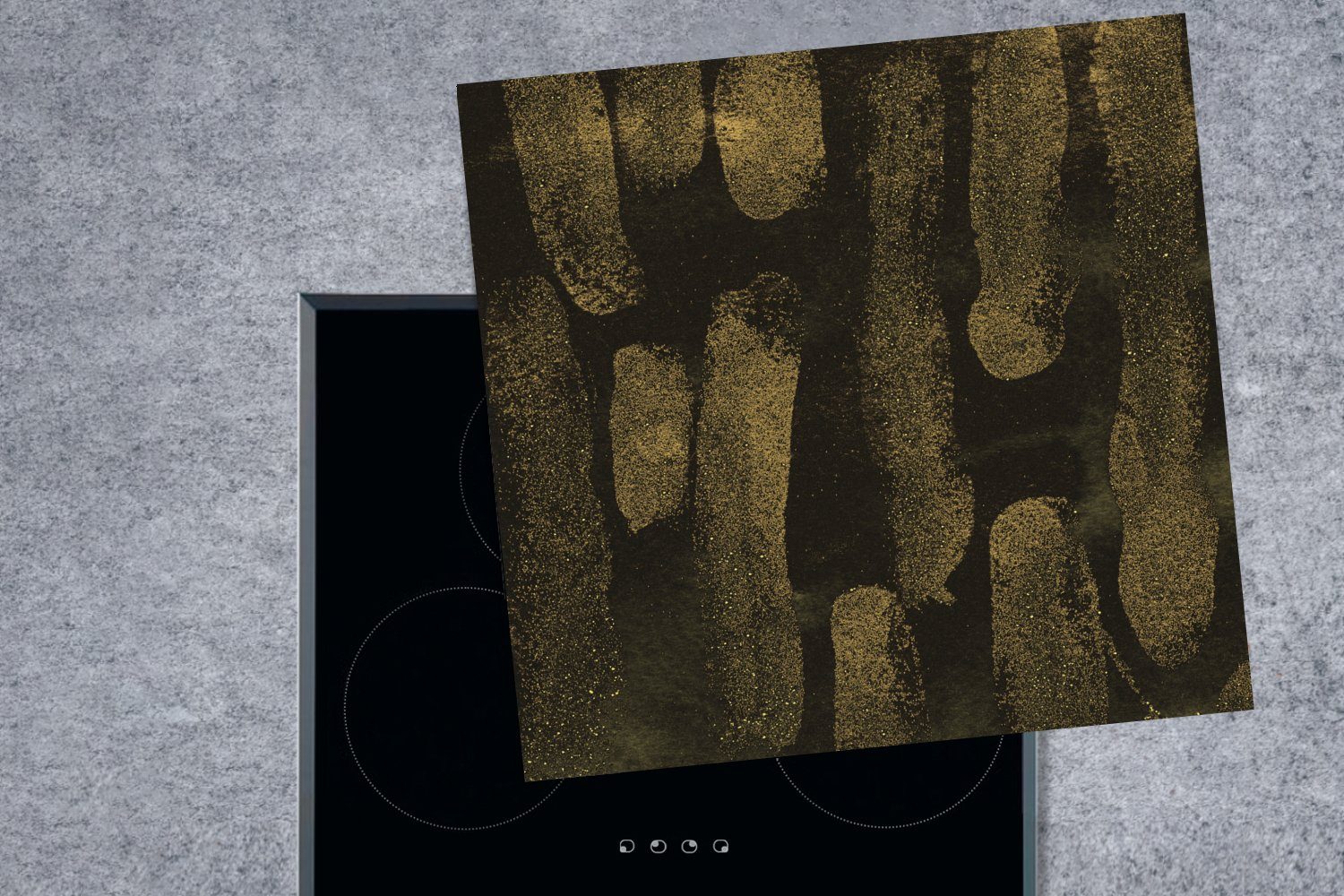 küche (1 Gold Ceranfeldabdeckung, Luxus, Arbeitsplatte cm, tlg), für - 78x78 Schwarz Herdblende-/Abdeckplatte - Vinyl, MuchoWow