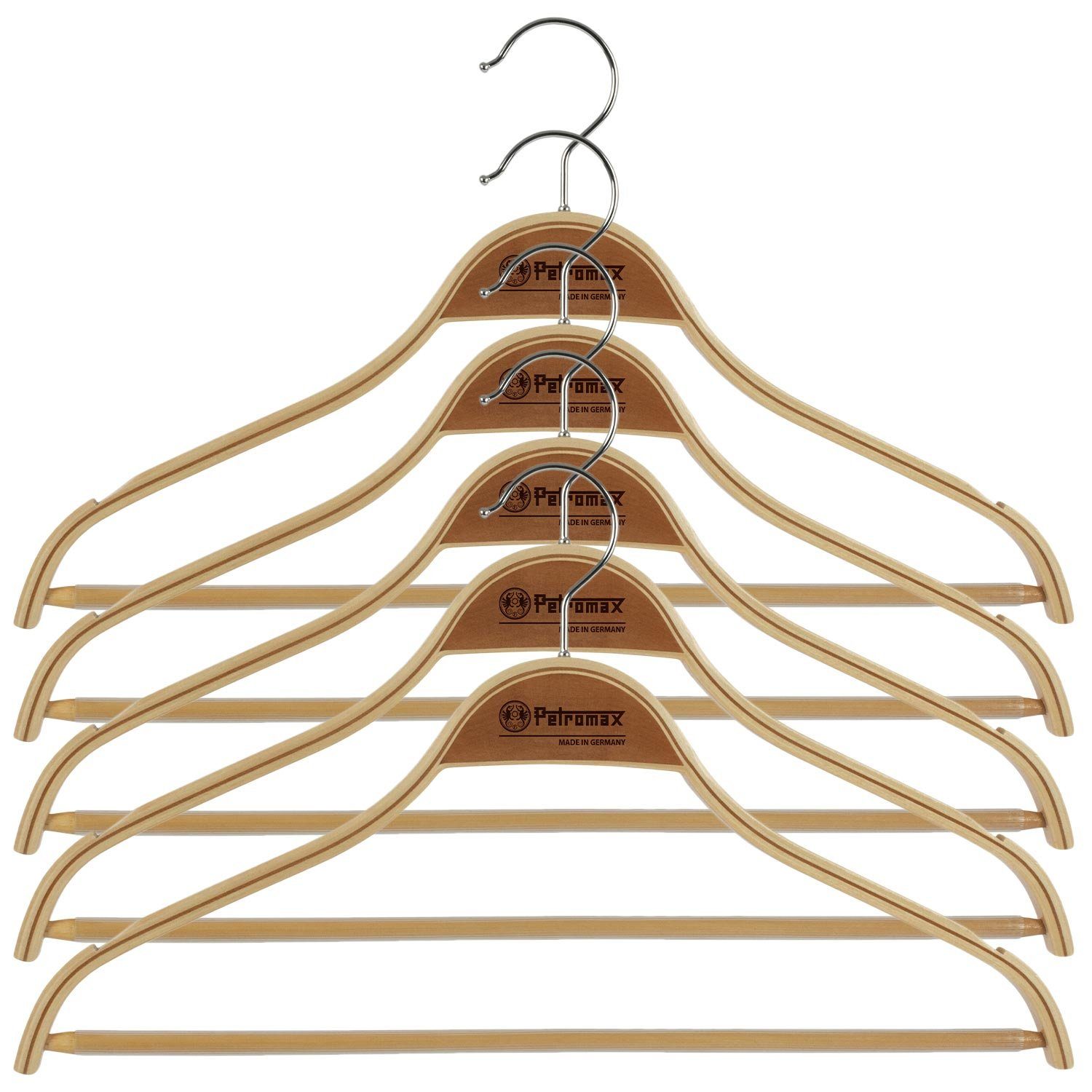 Petromax Kleiderbügel rutschfeste Bügel für Hosen Hemden Jacken, (Fanartikel, 5-tlg), Hergestellt in Deutschland