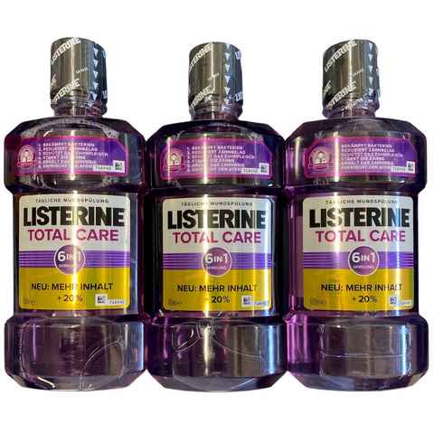 Listerine Mundwasser, 3 x Listerine Total Care 6in1 Antibakterielle täglich (3x600ml), (3-tlg)
