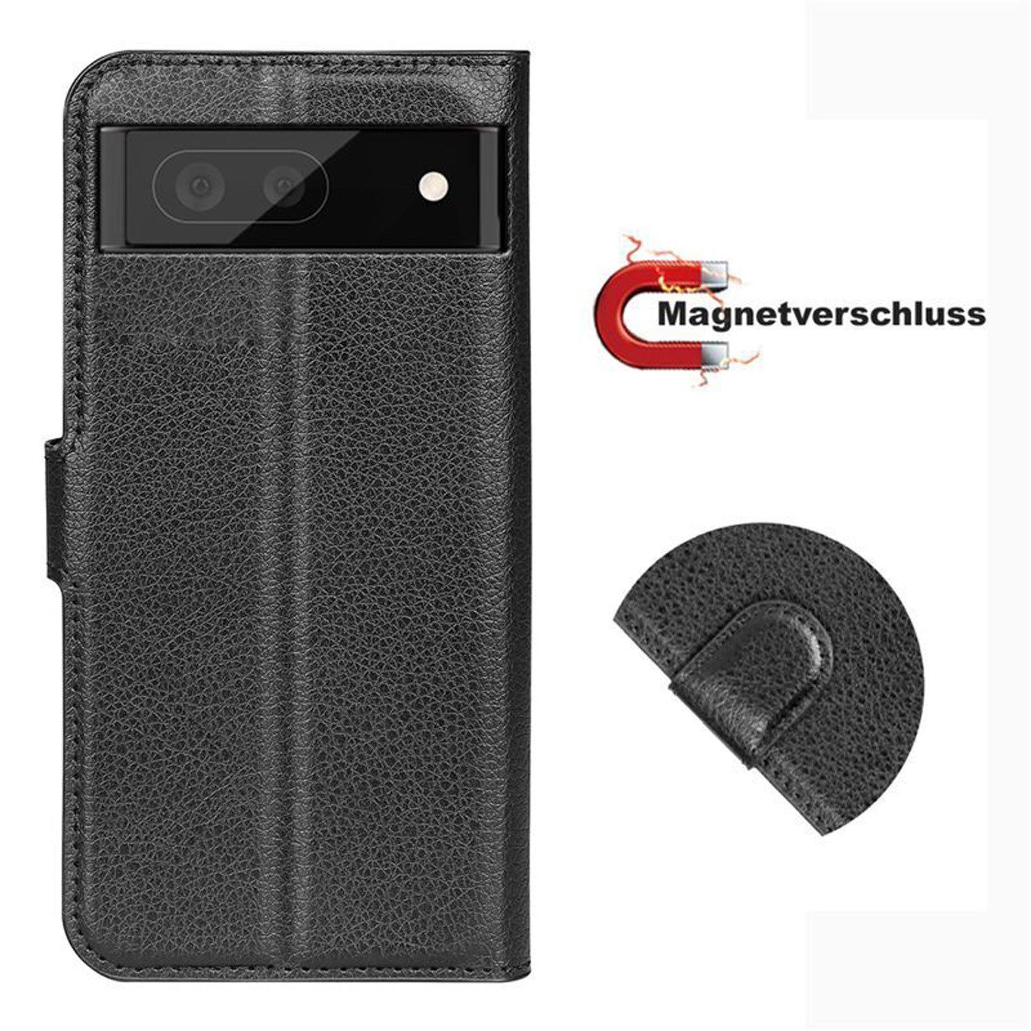 betterfon Handyhülle Handytasche für Google Pixel 6A Klapphülle Schwarz, 3 Kartenfächer, Magnetverschluss & Standfunktion im Lederlook – Bild 3 von 5