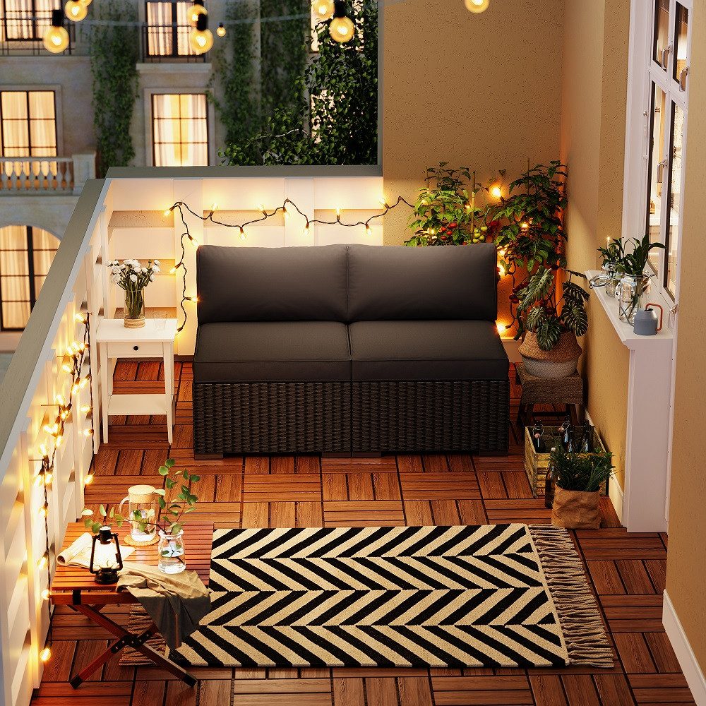 MeXo Gartenlounge-Set Balkonmöbel Rattan Modulsofa mit günstig online kaufen