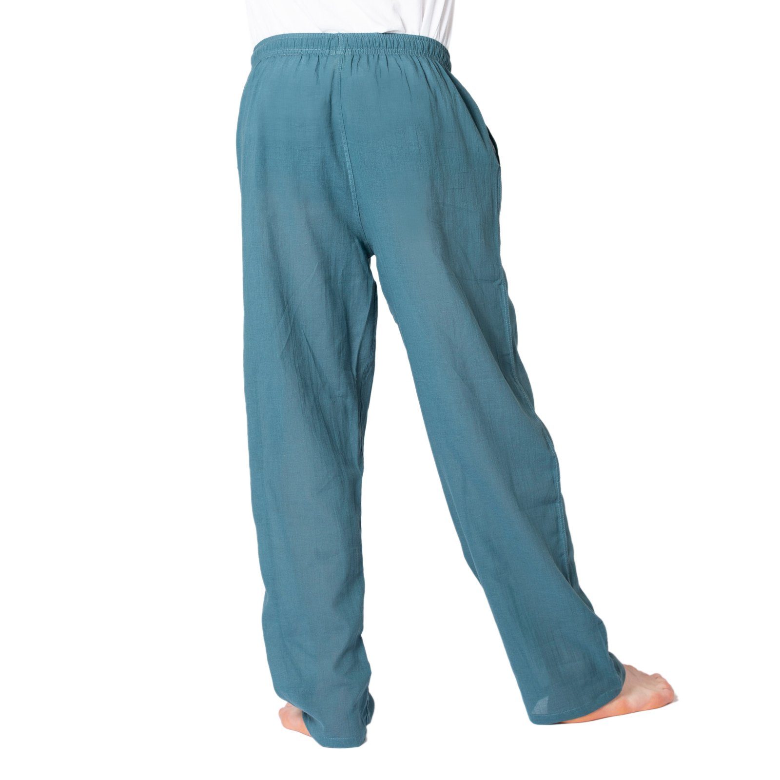 leichte Baumwolle Damen und aus PANASIAM für heißen Sommerhose Freizeithose Wellnesshose 100% die Relaxhose Petrol-blau PaSalu Tage sehr für Unisex Herren