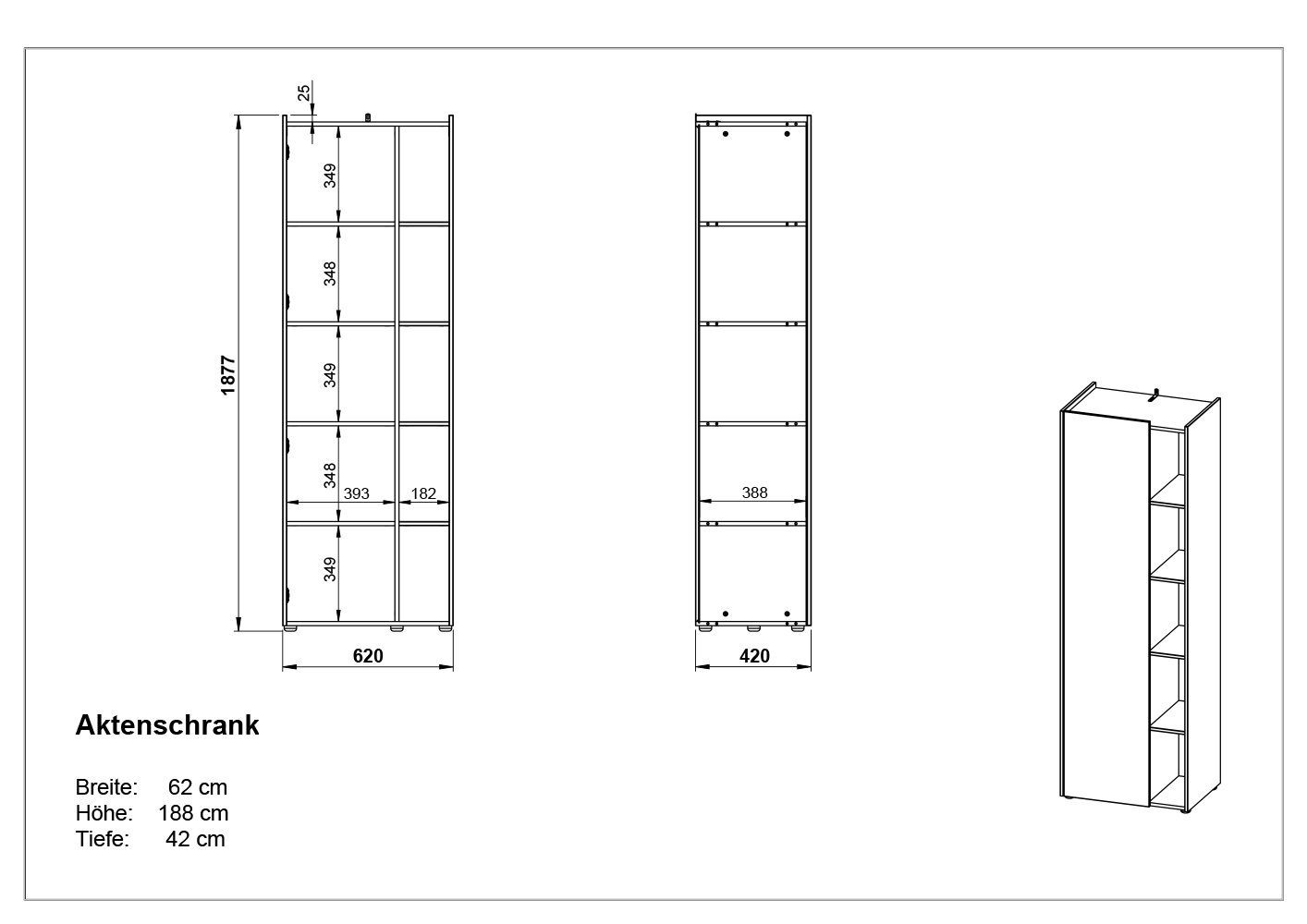 LEINE KADIMA x 42 188 DESIGN Grau/Holz Büroschrank 62 Container x