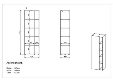 KADIMA DESIGN Container LEINE Büroschrank 62 x 188 x 42 Grau/Holz