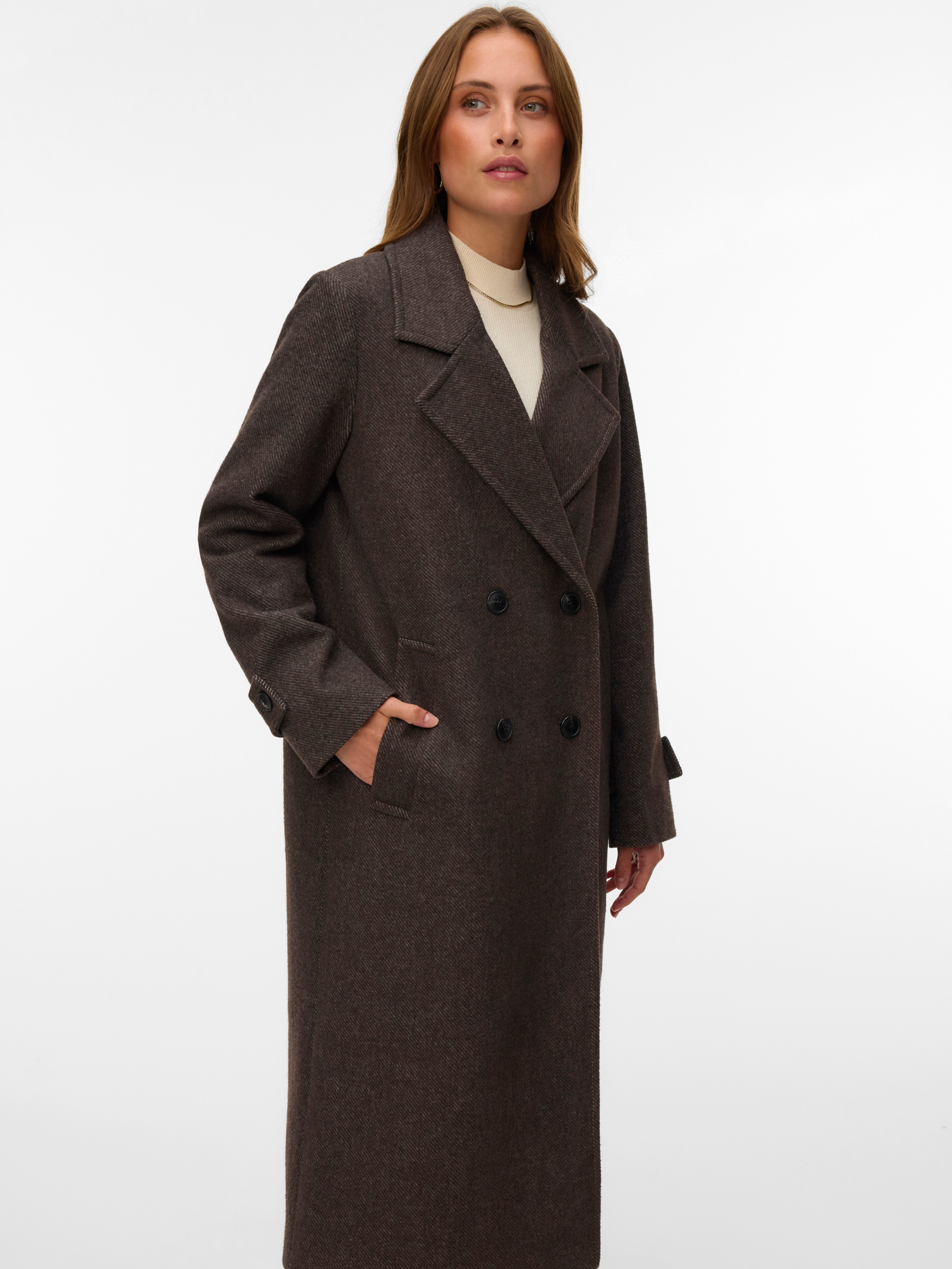 Vero Moda Langmantel VMEVA LONG COAT NOOS Kunstfaser