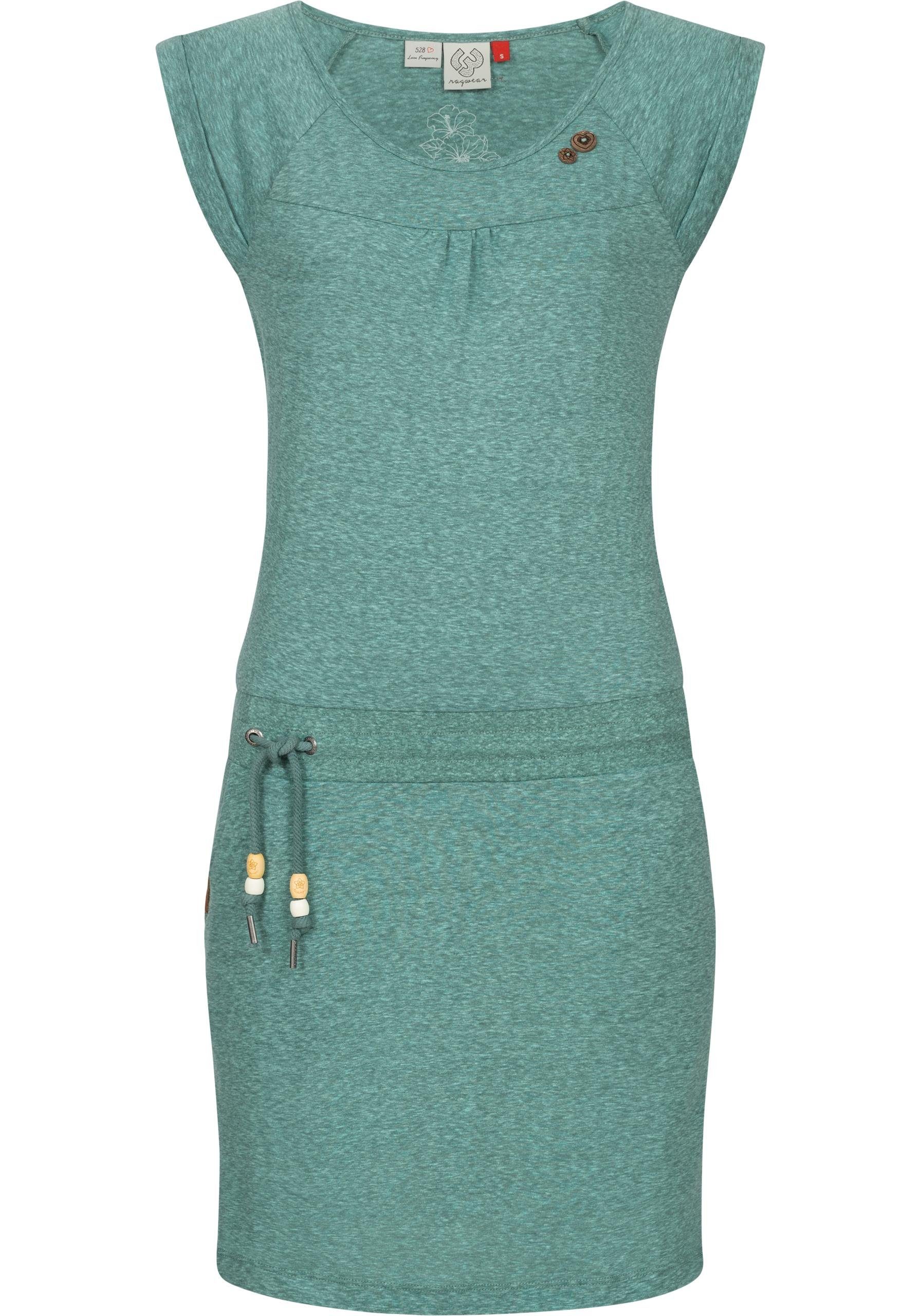 Ragwear Sommerkleid Penelope leichtes Baumwoll Kleid mit Print türkis | Wickelkleider
