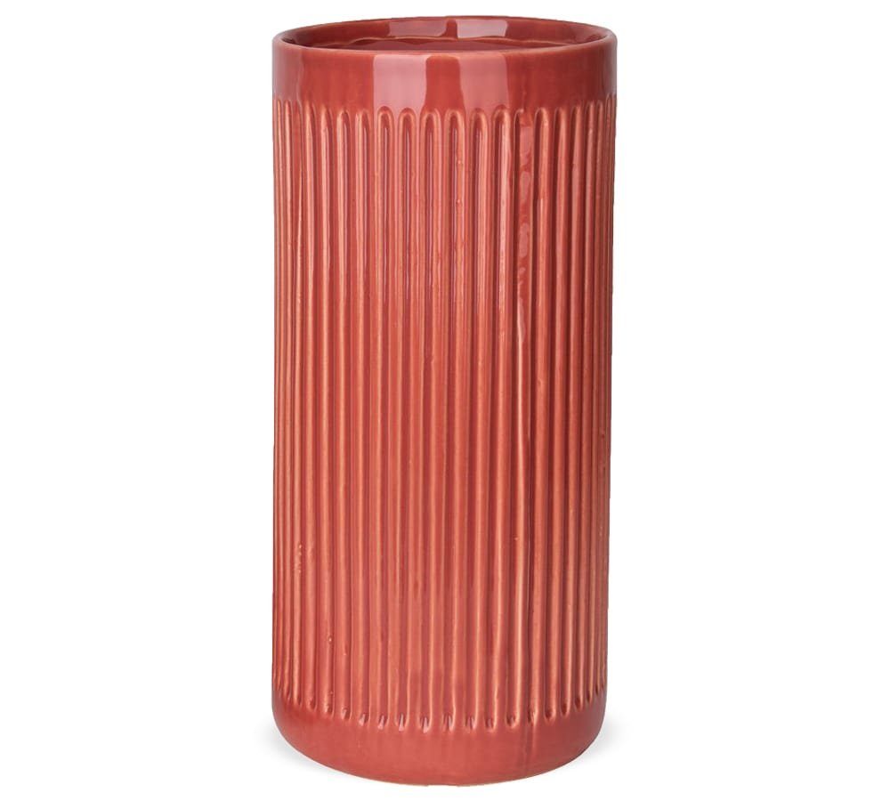 & St) (1 orange Keramik HOBBY HOME Ø Zylinder matches21 13,5x20 Vase Blumentopf pfirsich cm Rillen