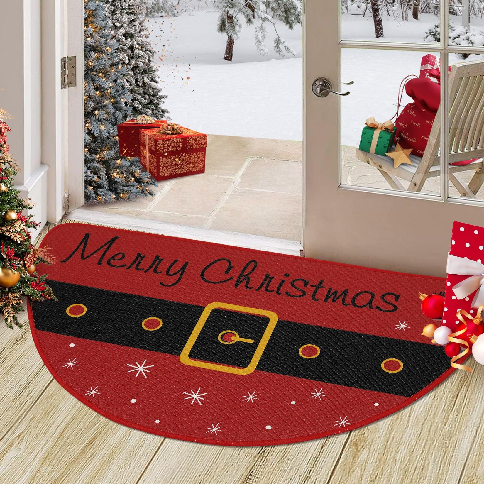 GarveeMore Teppich Türmatten Rote Weihnachten Halbkreis Weihnachten Willkom günstig online kaufen