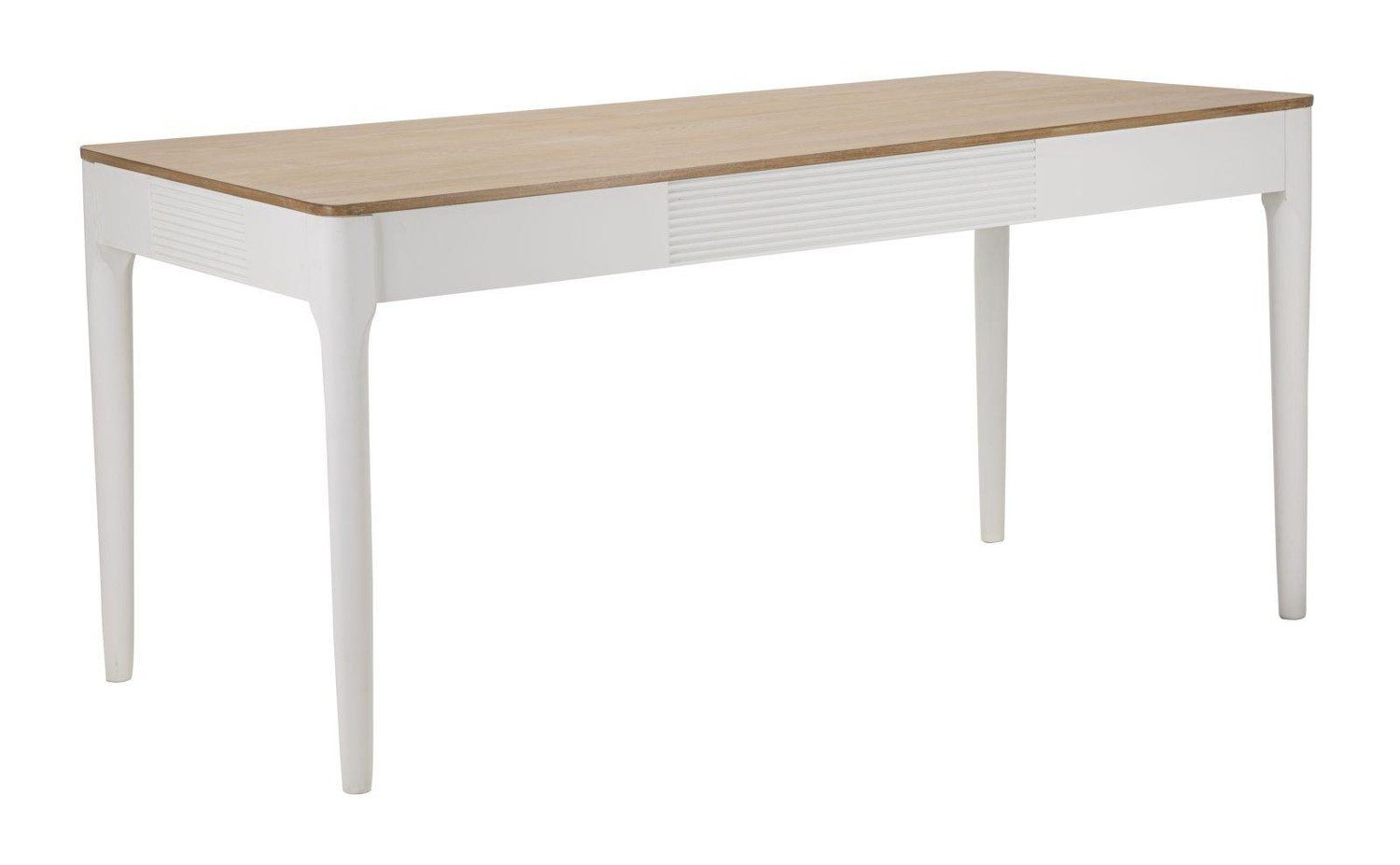 Natur24 Esstisch Tavolo Esstisch 180 x 60 x 80 cm Esche Pinie MDF Metall Weiß Braun