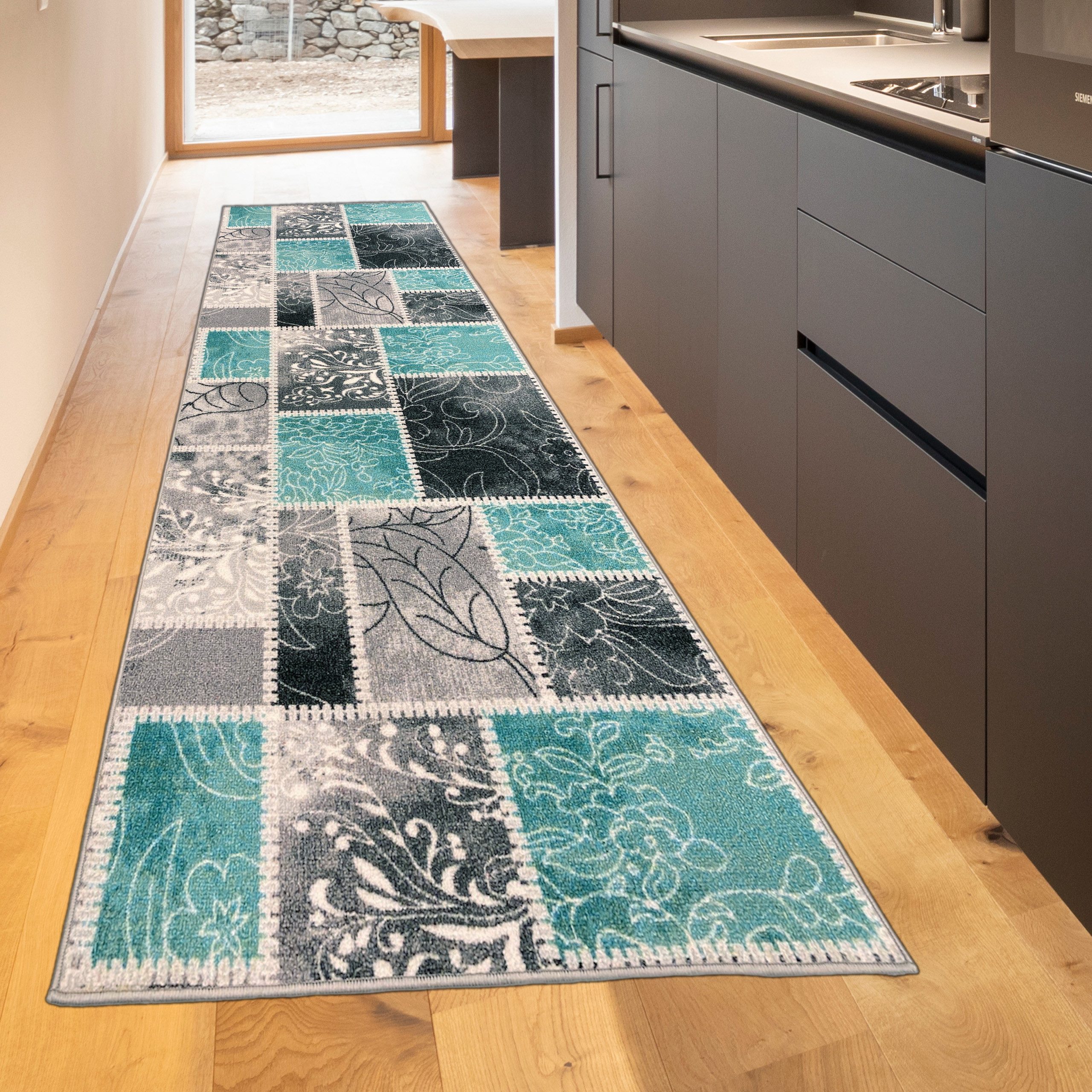 TeppichHome24 Teppich Kuechenteppich Modern, Höhe: 5 mm, pflegeleicht, robust, für Fussbodenheizung geeignet