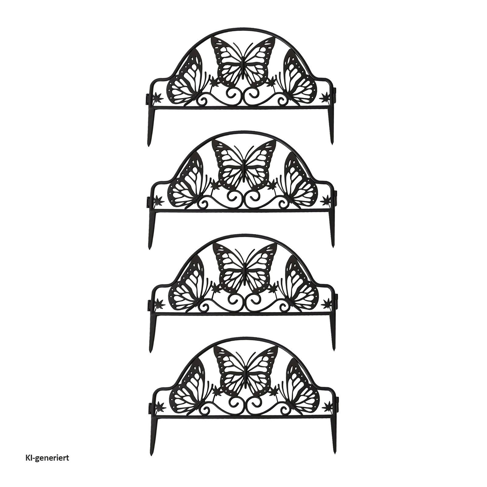 HTI-Living Zierzaun Zierzaun Nessa Schmetterling 4-teilig Braun, (Set, 4-St., 4 Zaunelemente), Beeteinfassung Kunststoff witterungsbeständig