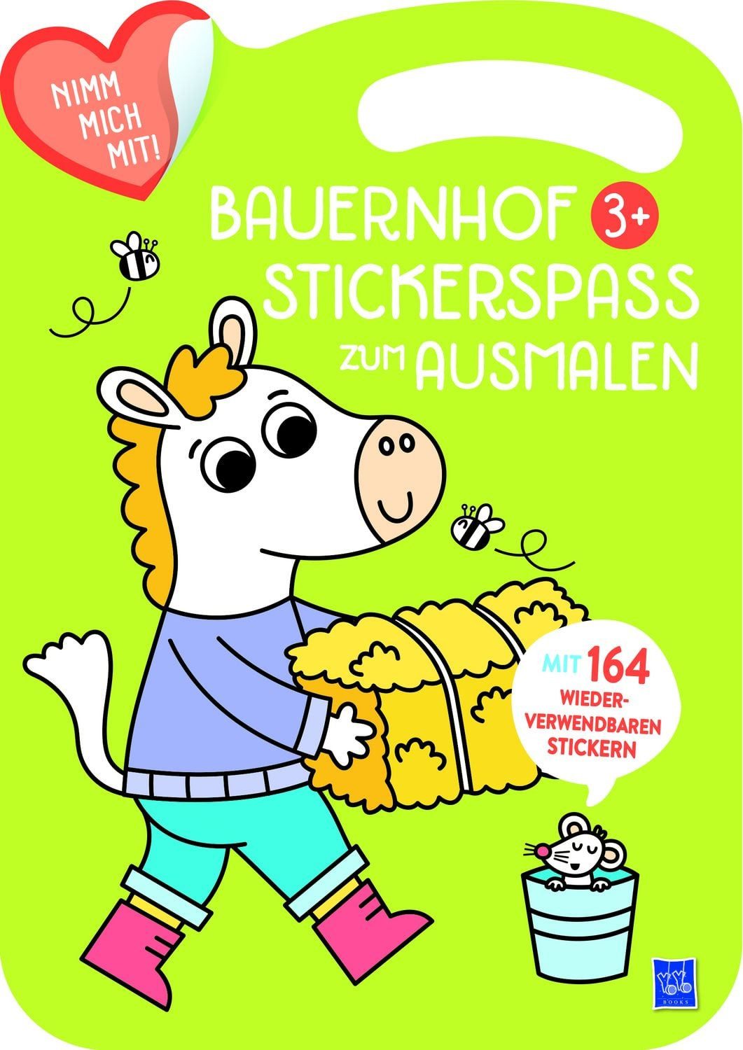 Bauernhof Stickerspaß zum Ausmalen 3+ (Cover grün, Pferd) / diverse