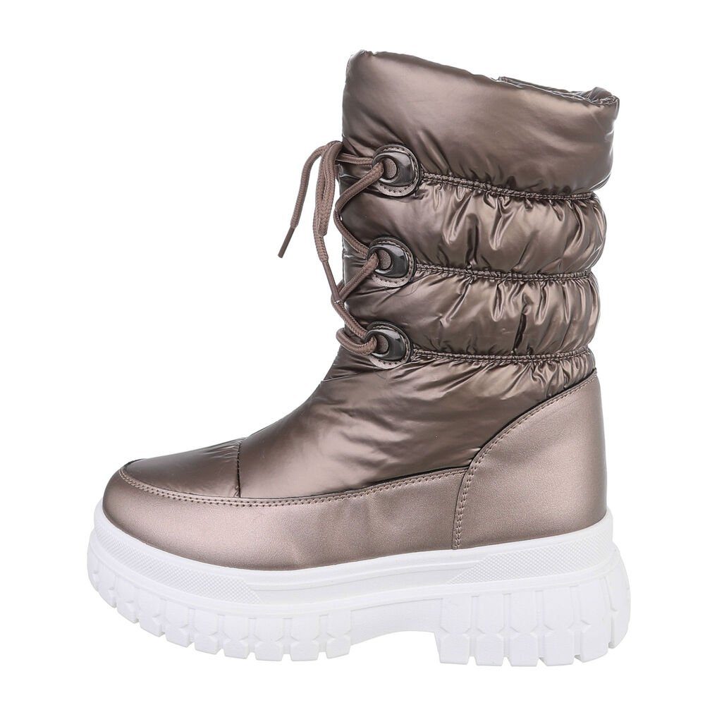 Ital-Design Damen Snowboots Freizeit Snowboots Blockabsatz Plateaustiefeletten in Bronze