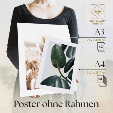 Heimlich Poster Set als Wohnzimmer Deko, Bilder DINA3 & DINA4, Beige Kaktus Natur, Pflanzen