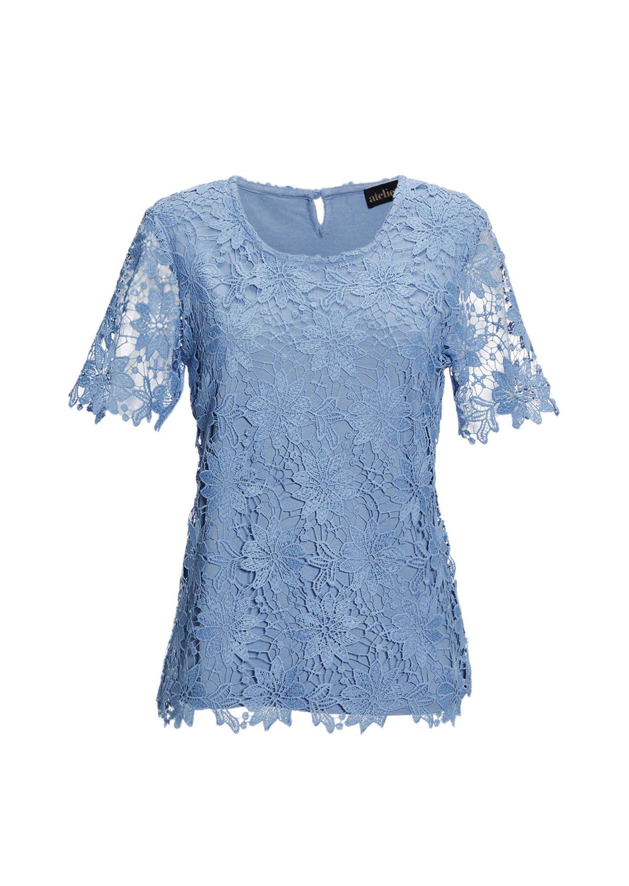 GOLDNER Kurzarmbluse Kurzgröße: Festliche Bluse aus edler Spitze