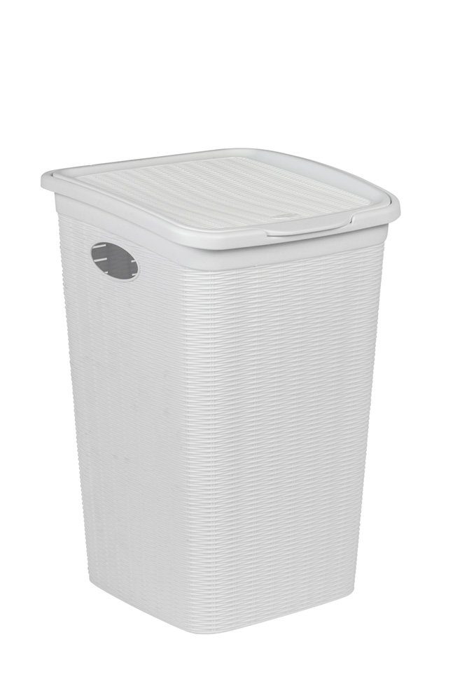 Kreher Wäschekorb im Rattan Design 50 Liter Volumen (Farbe wählbar) Weiß