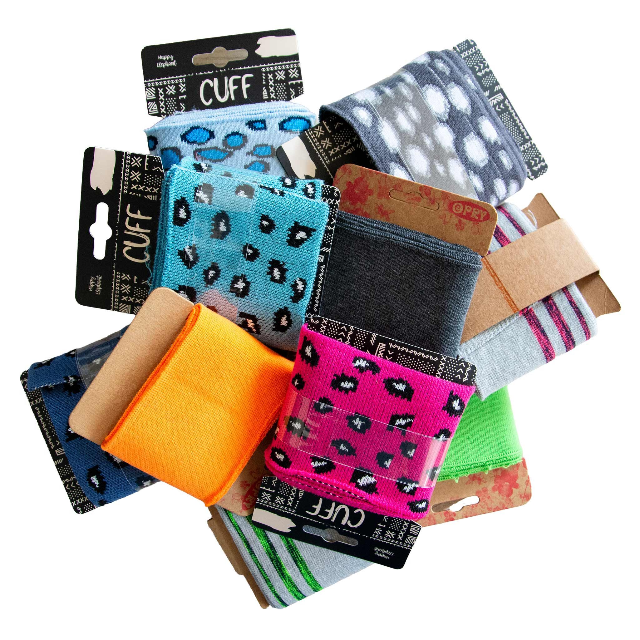 maDDma Stoff 10 x verschiedene Cuff Bündchen Strickbündchen elastisch Mixpaket