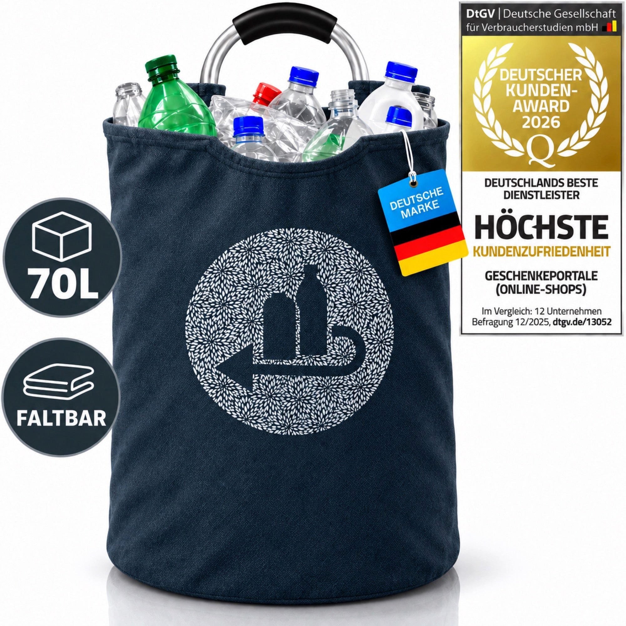 Dimono Flaschensammler Dimono Flaschensammler – Faltbarer Pfandbehälter & Leergutkorb (Leergut-Korb & Spielzeugbeutel, Faltbarer Haushalts-Organizer), Recycling Pfandbehälter