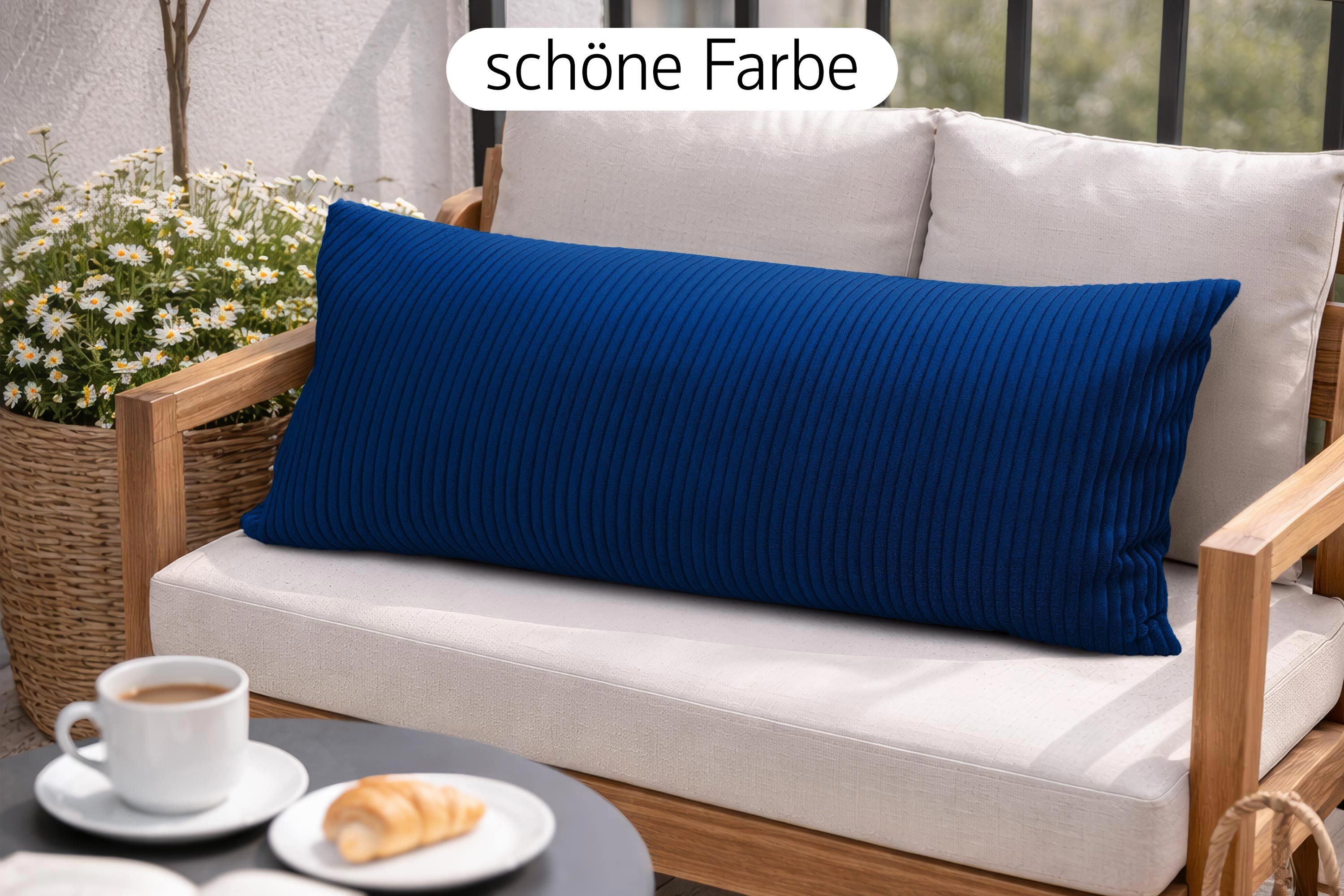 Amilian Dekokissen 40x80 cm 2er Set mit Füllung – Cord-Optik Sofakissen, mit Füllung und Bezug, formstabil, Hotelverschluss – Bild 4 von 5