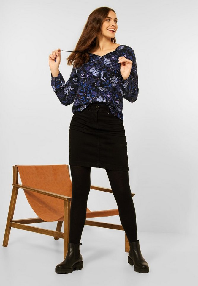 Cecil Klassische Bluse CECIL - Print Bluse mit Raglanärmel in Black (1-tlg)  Locker geschnitten, Maße bei Größe M ca.: Länge 70 cm, Brust 109 cm,  Saumweite 117 cm