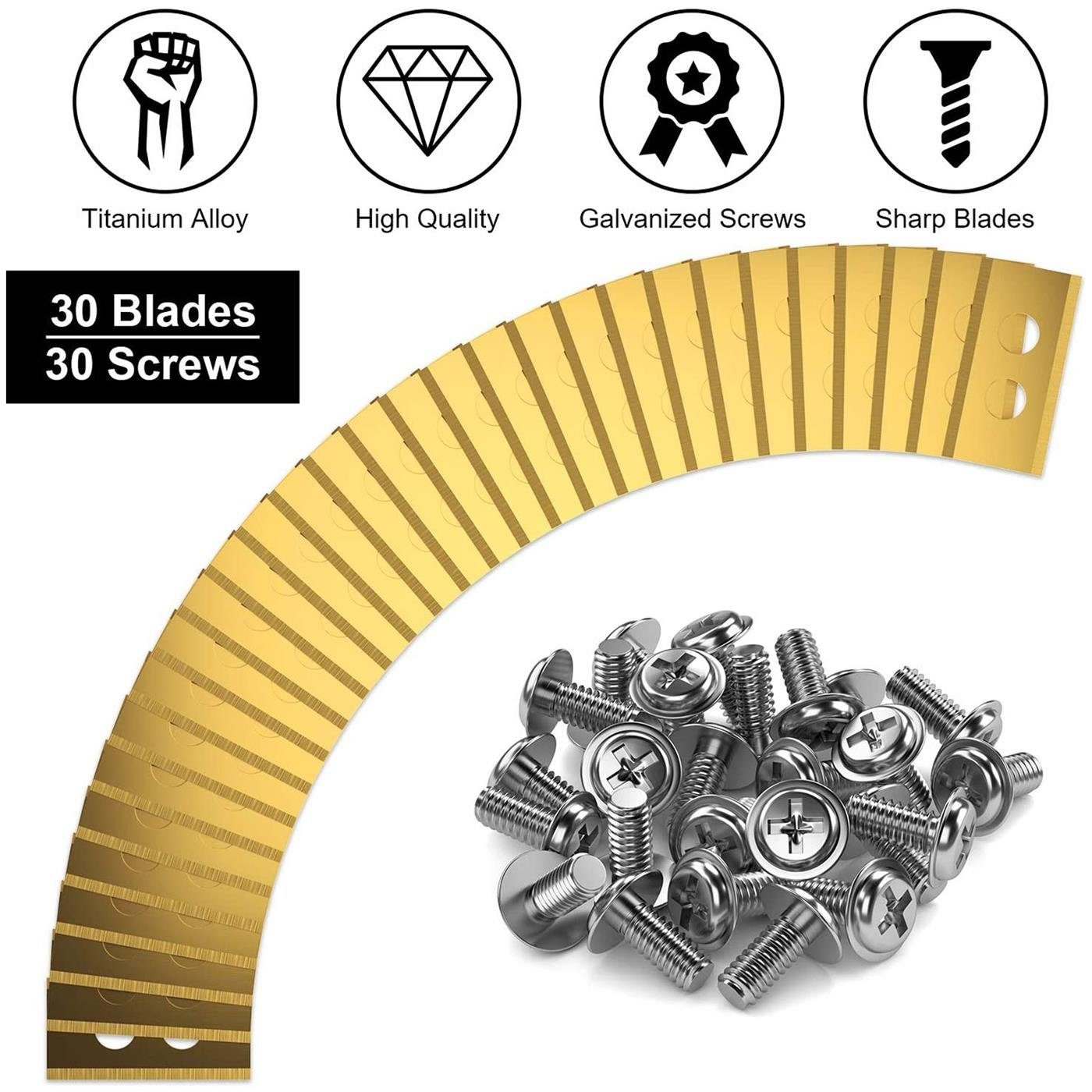 VERCO Mährobotermesser für Worx Mähmesser (inkl. Schrauben, 30 Stück), Titan Messer Ersatz Klingen Set rostfrei