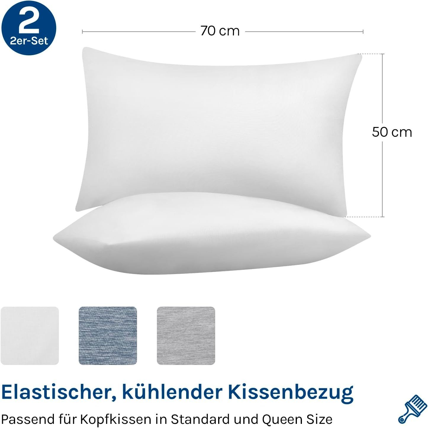 Woltu Kissenbezug, (2 Stück), Kühlende Kissenhülle, Weich, Atmungsaktiv, mit Q-Max>0.45 Arc-Chill