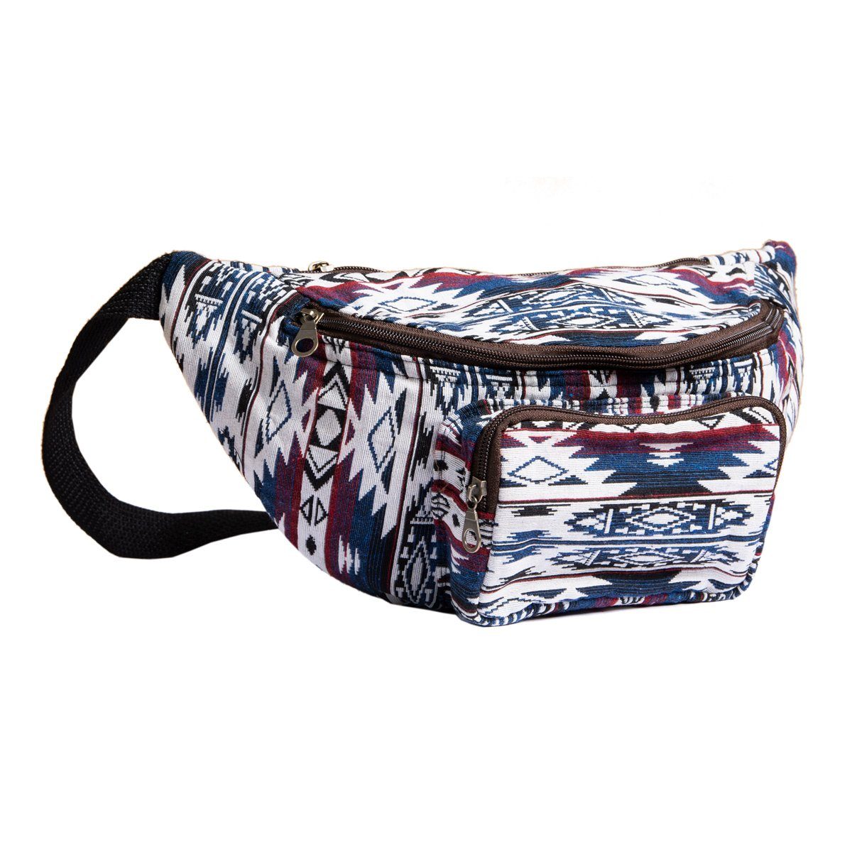 PANASIAM Bauchtasche Geräumige Bauchtasche aus fester Baumwolle im Webdesing, kleine Tasche 3 Fächer Hüfttasche mit Reißverschluss Lendentasche WOV15 | Canvas-Taschen
