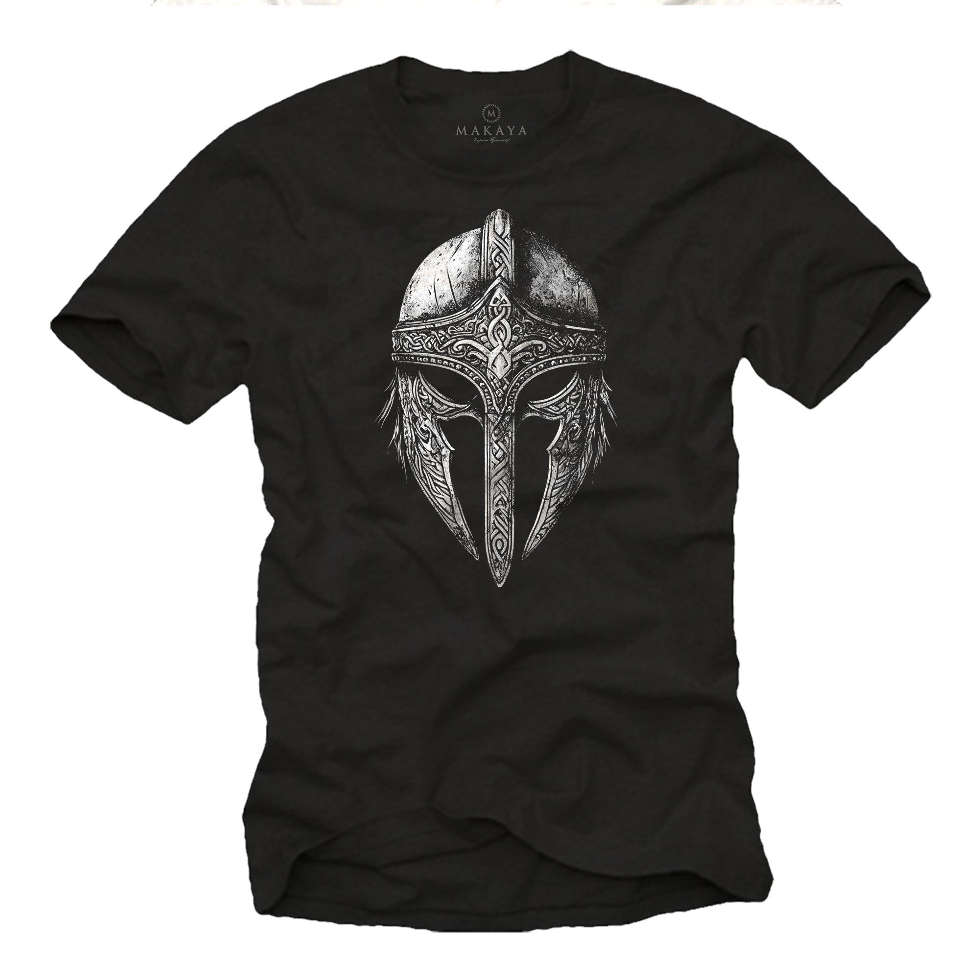 MAKAYA T-Shirt Wikinger Aufdruck Helm Motiv günstig online kaufen