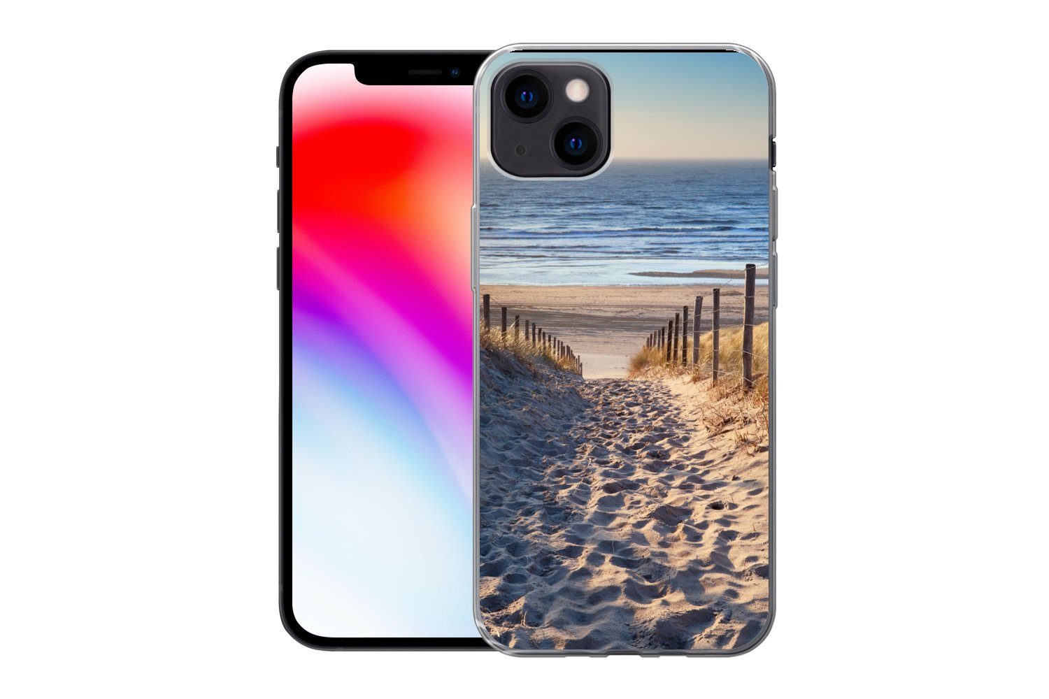 MuchoWow Handyhülle für Apple iPhone 13 Strand - Meer - Niederlande - Dünen - Sonne, Smartphone-Bumper, Print, Handy Schutzhülle Dünn