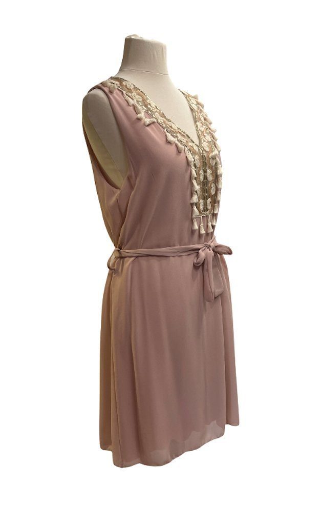 BZNA Midikleid Pailletten Fransen Kleid Tunika